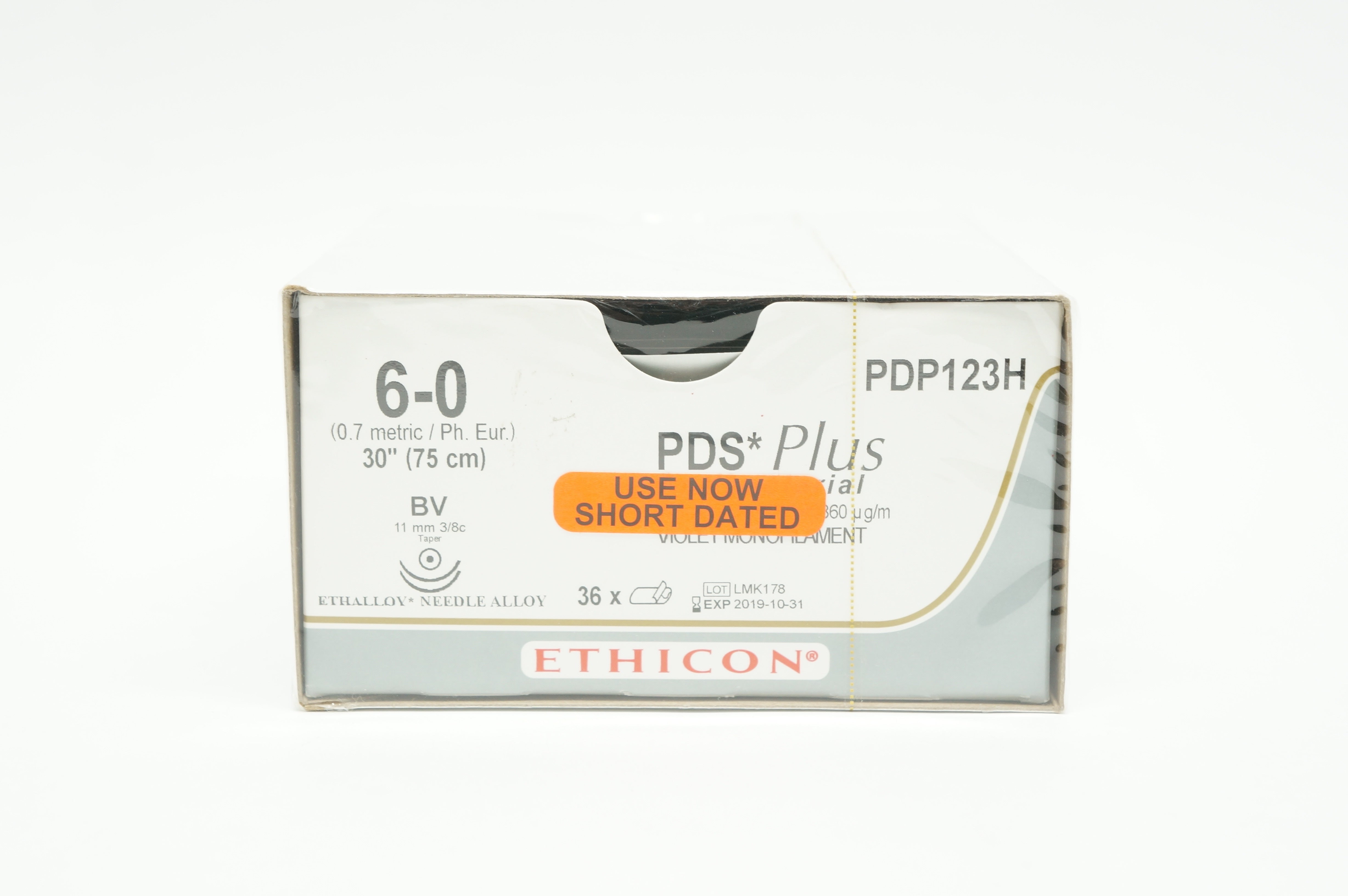 Ethicon PDP123H 6-0 PDS Plus BV 11mm 3/8c Taper 30inch (x) - Box of 36