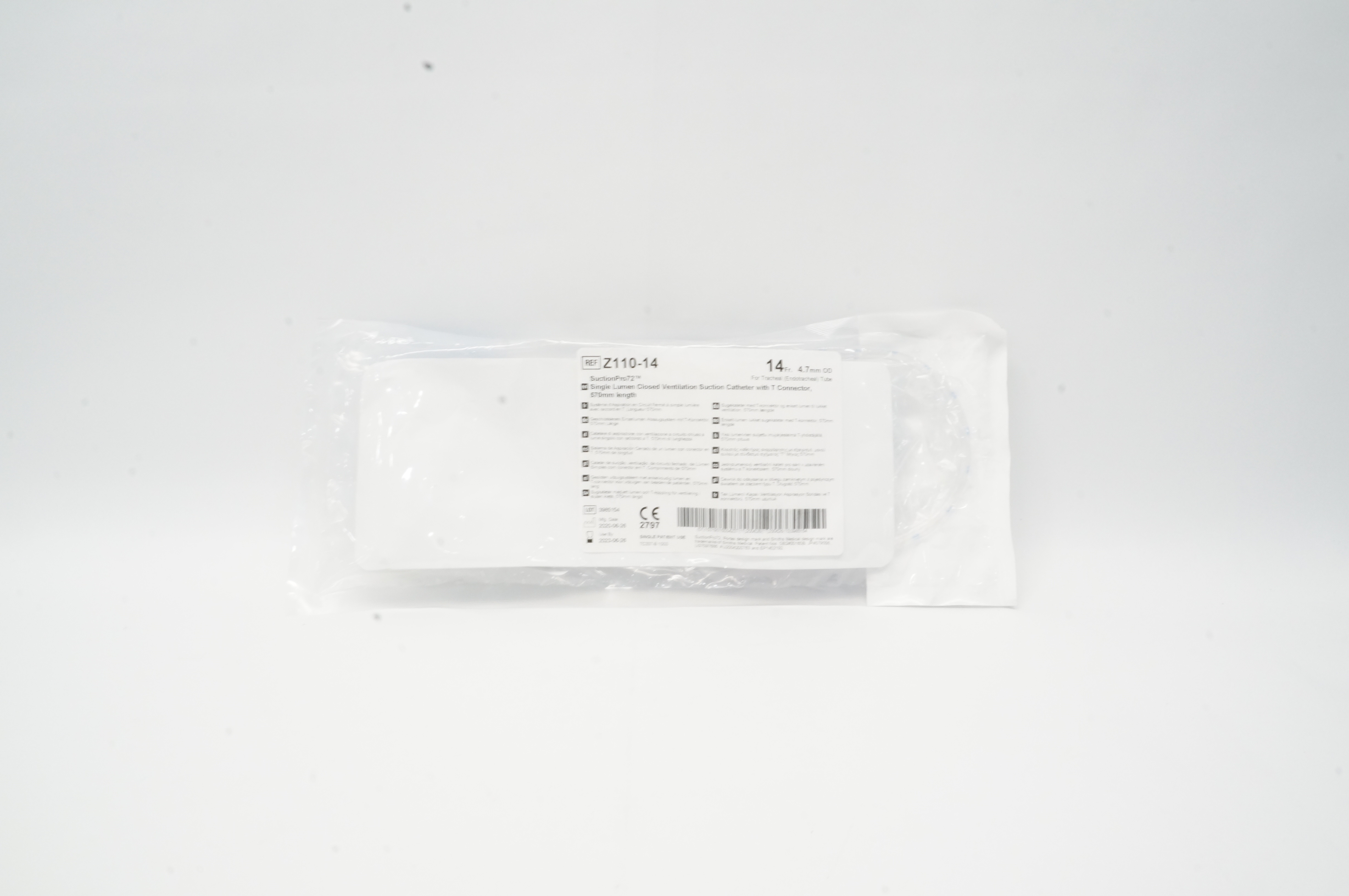 Smiths Medical Z110-14 Single Lumen Closed Ventilation Suction Cath 14Fr x 4.7mm