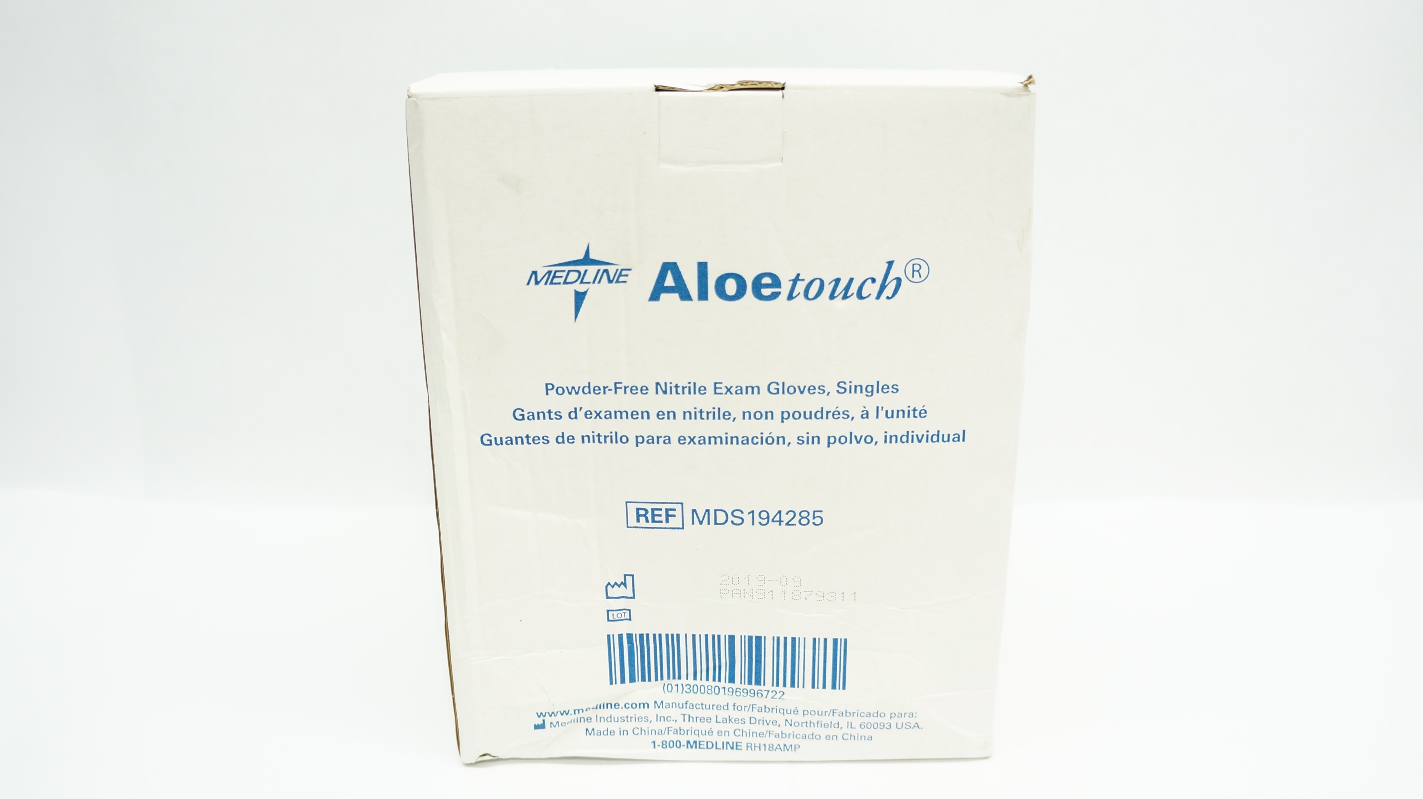 Medline MDS194285 AloeTouch Power-Free Nitrile Exam Gloves - Box of 100