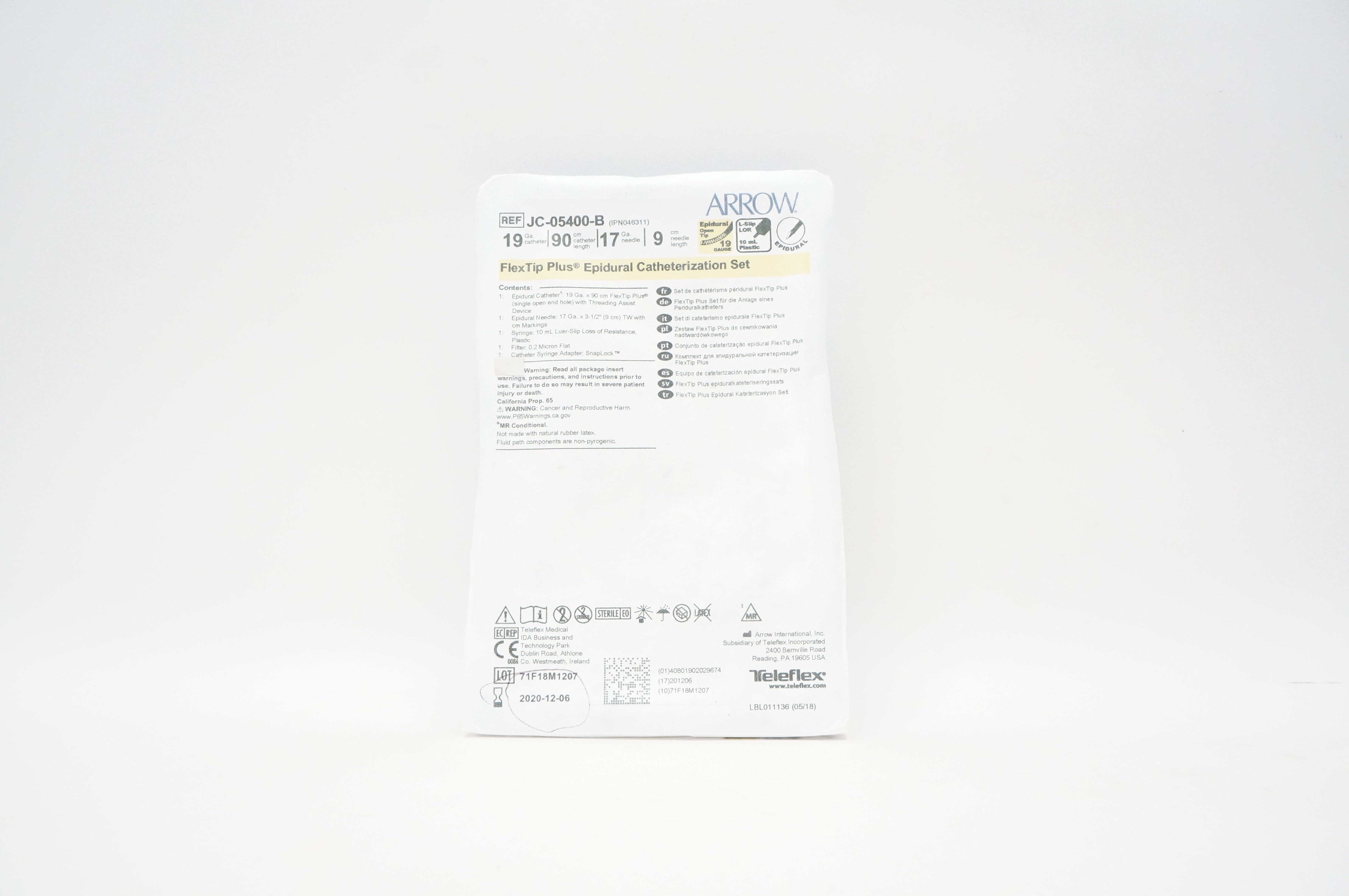 Teleflex JC-05400-B Arrow FlexTip Plus Epidural Catheterization Set (x)