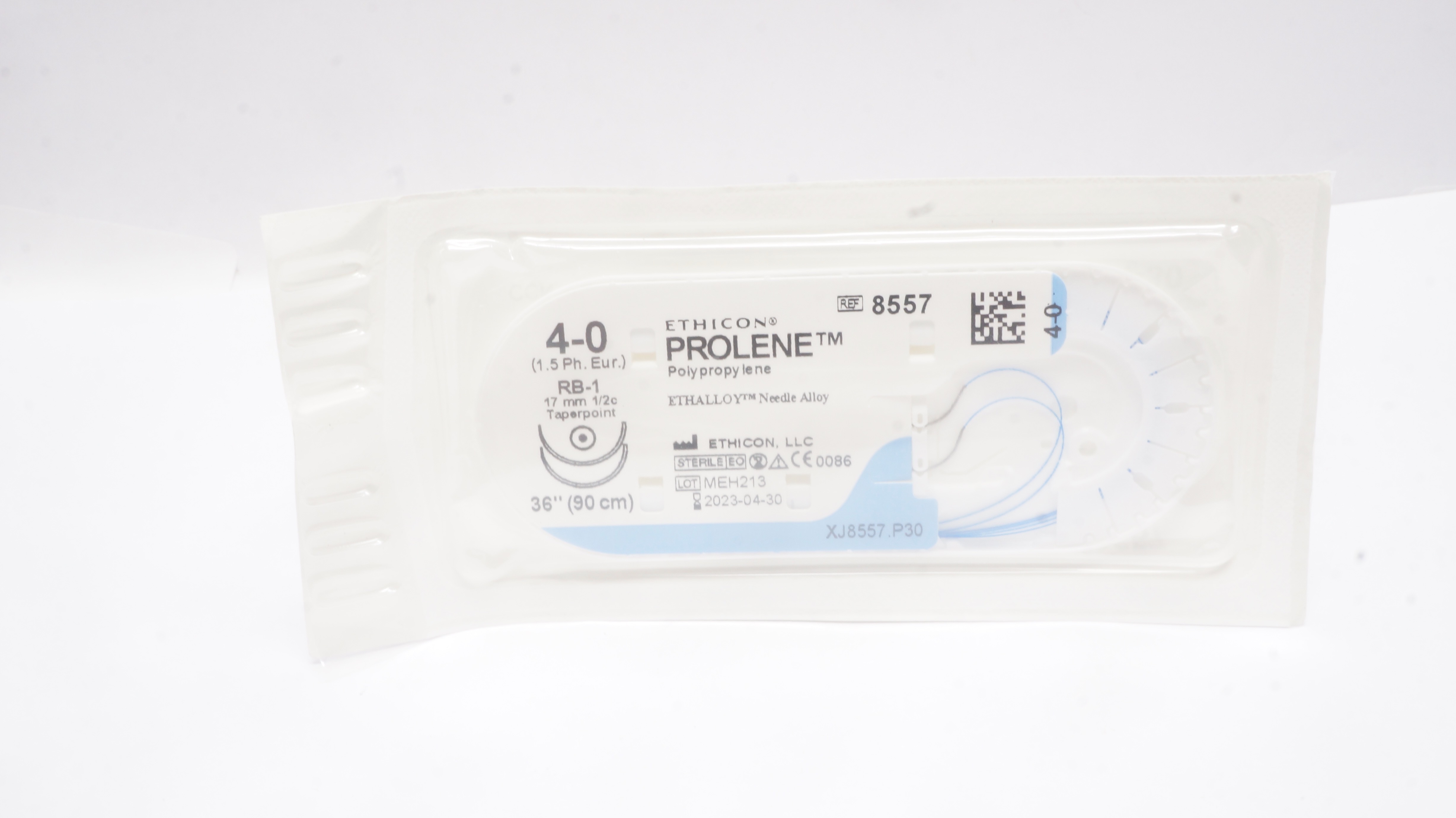 Ethicon 8557 4-0 Prolene Polypropylene Stre RB-1 17mm 1/2c Taper 36 inch (x)