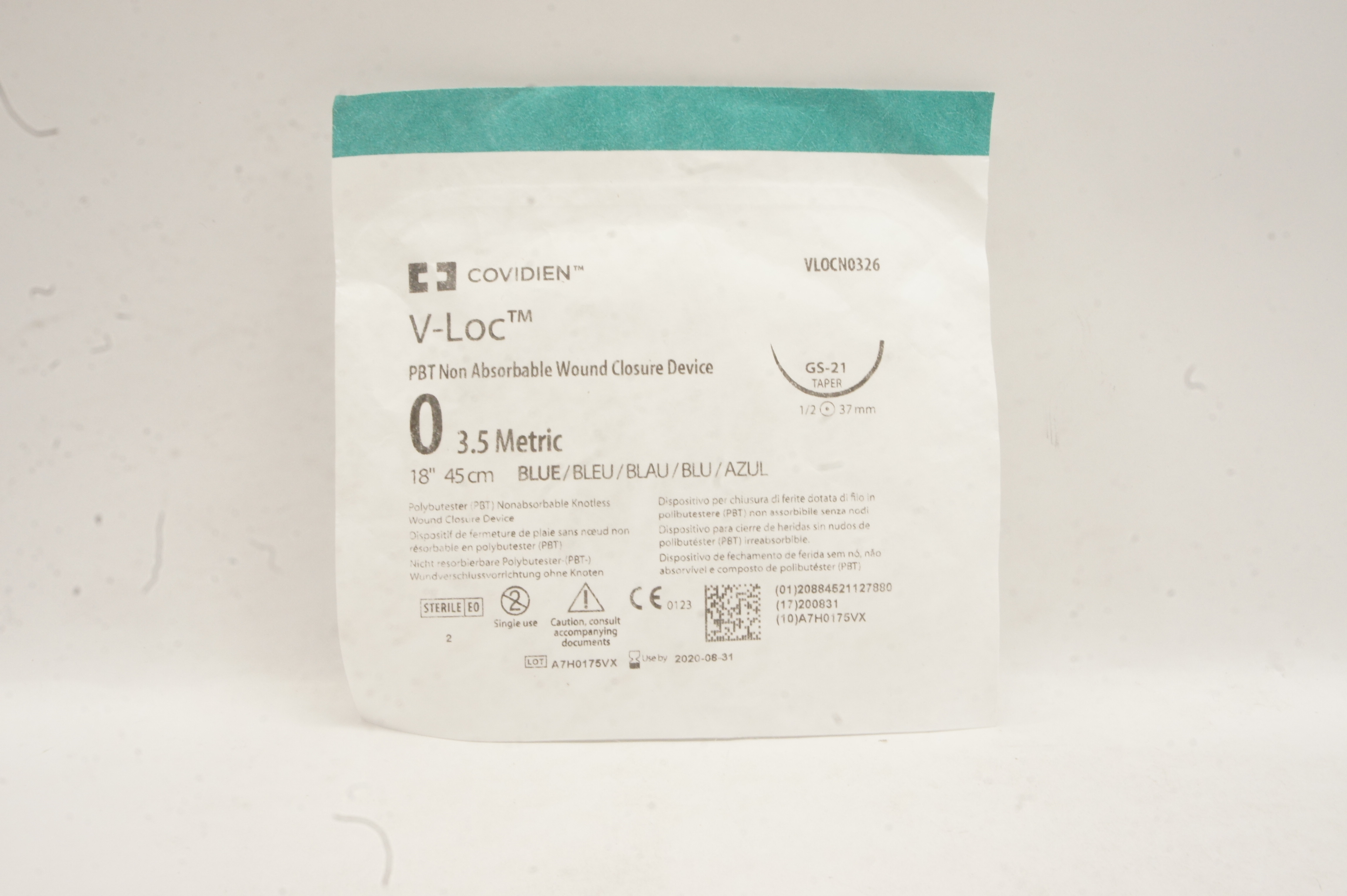 Covidien VLOCN0326 GS-21 Tap 1/2 37mm PBT Non Absorbable Wound Closure Device(x)