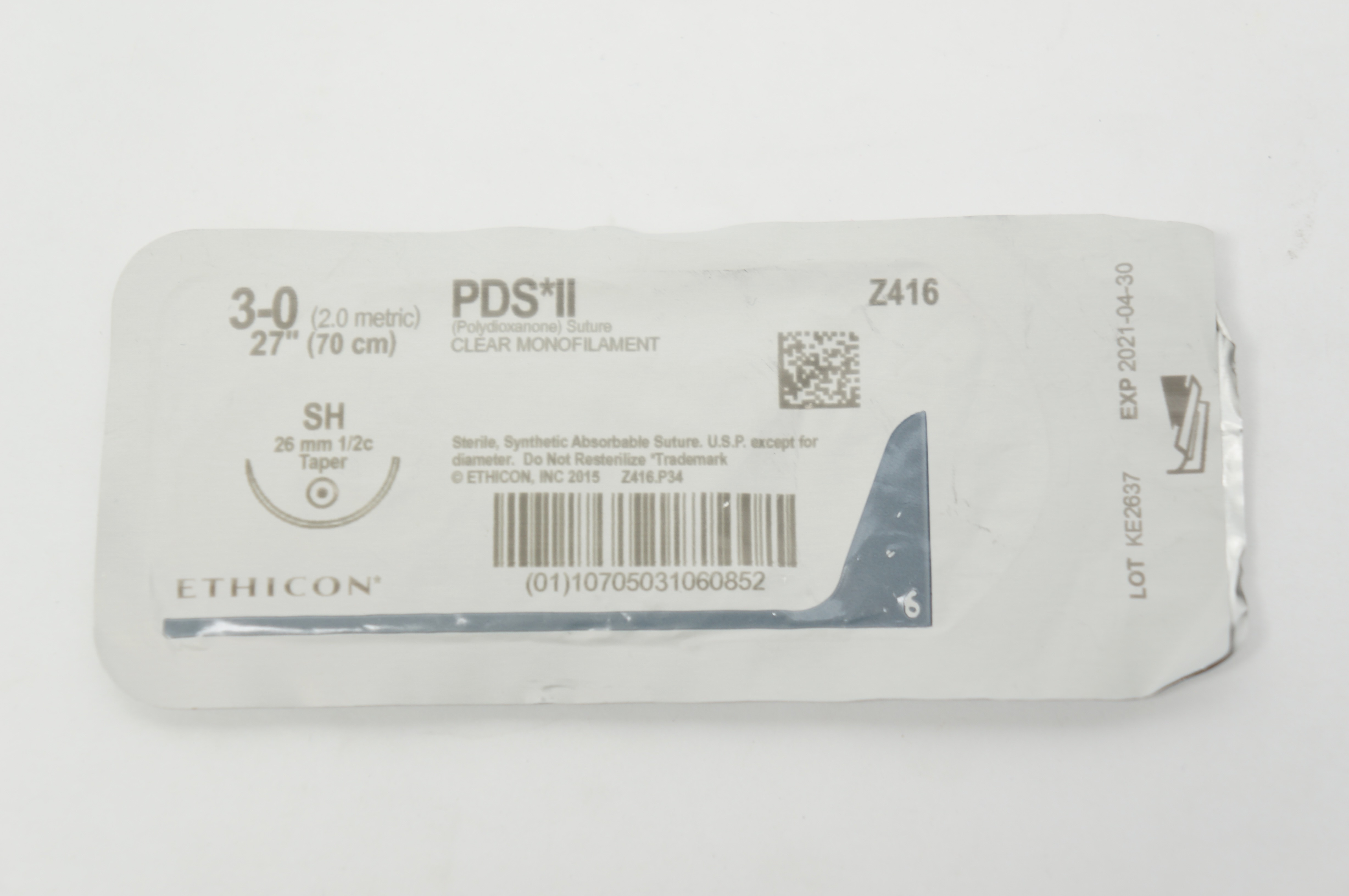 Ethicon Z416 3-0 PDS II Polydioxanone Stre SH 26mm 1/2c Taper, 27inch (x)