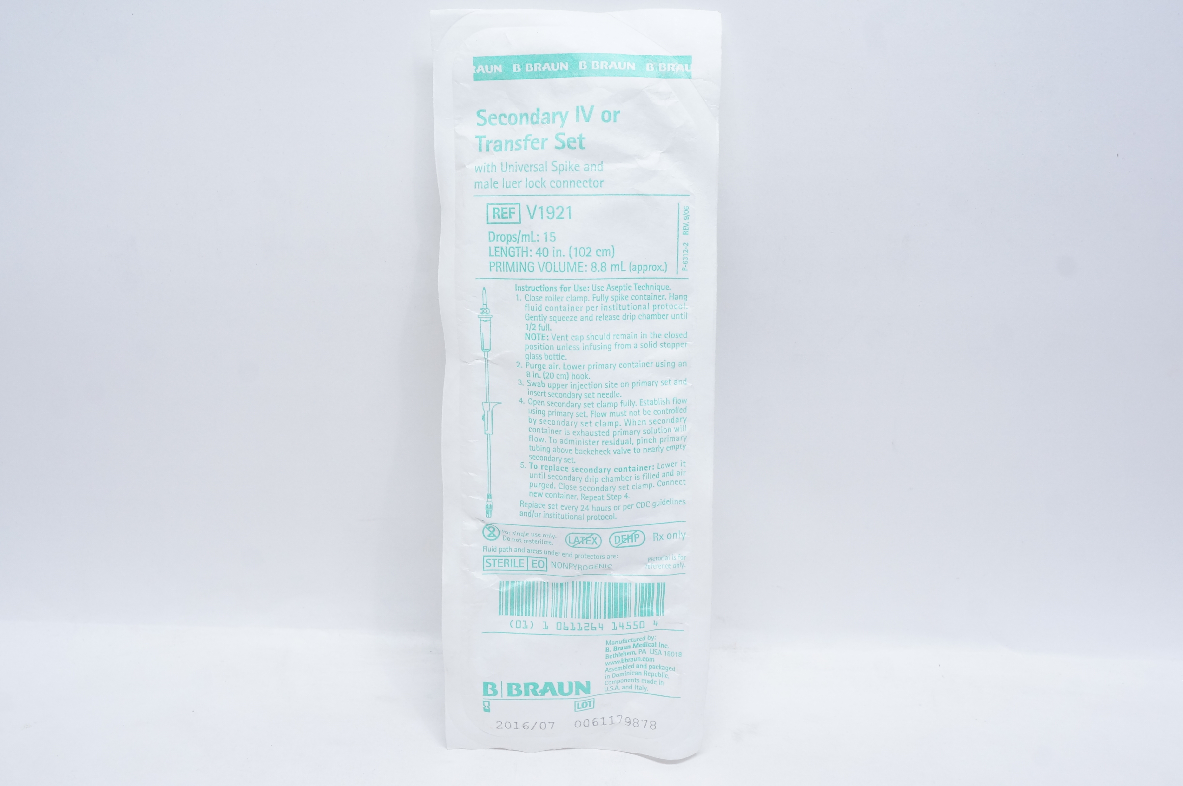 Braun V1921 Secondary IV or Transfer Set 15ml, 40inch (x)