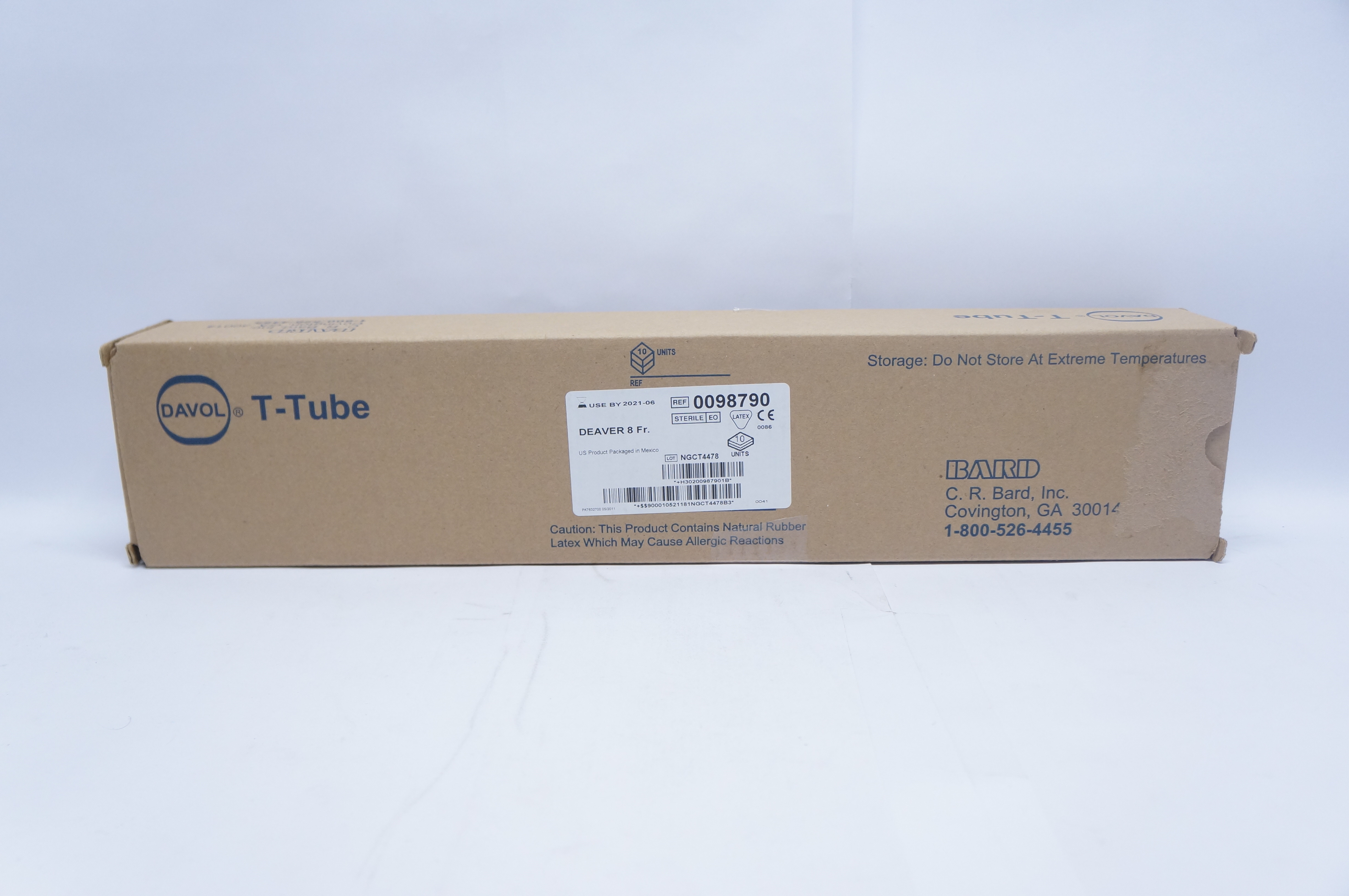 Bard 0098790 Davol t-Tube Deaver 8Fr - Box of 10