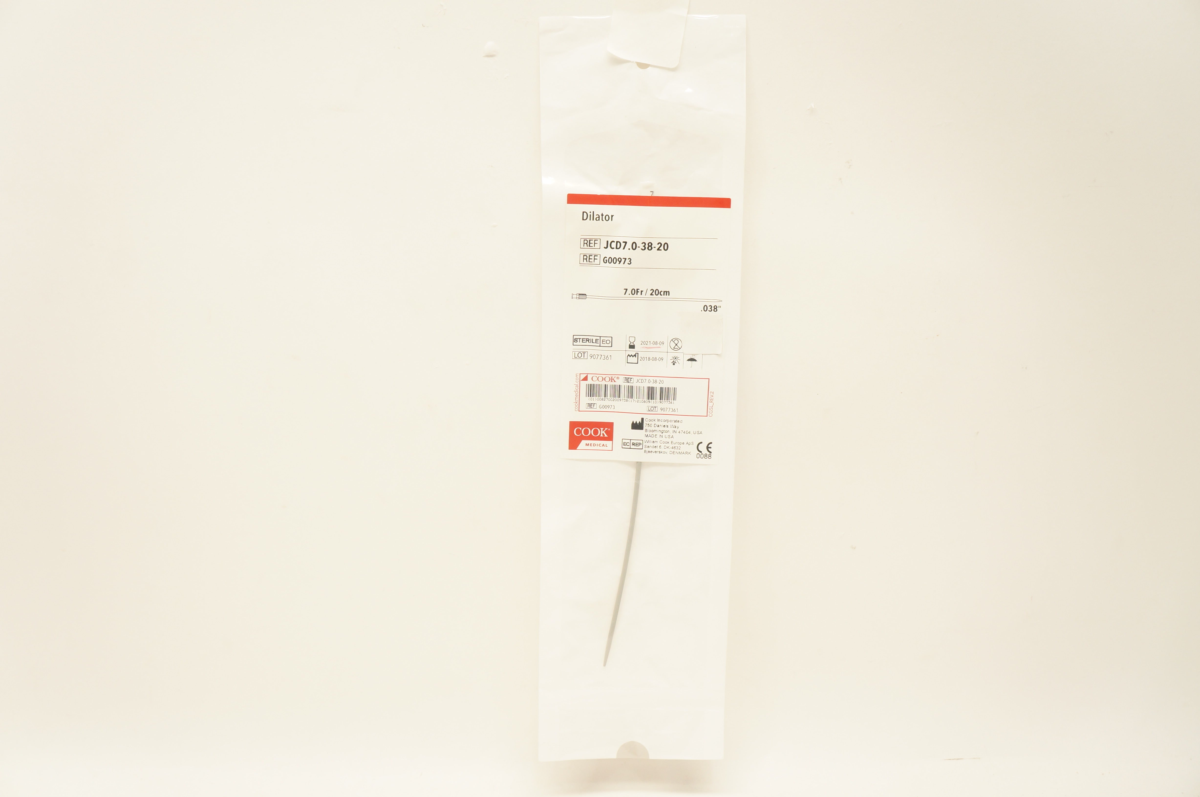 Cook Medical G00973 Dilator 7.0Fr x 20cm x .038inch (x)