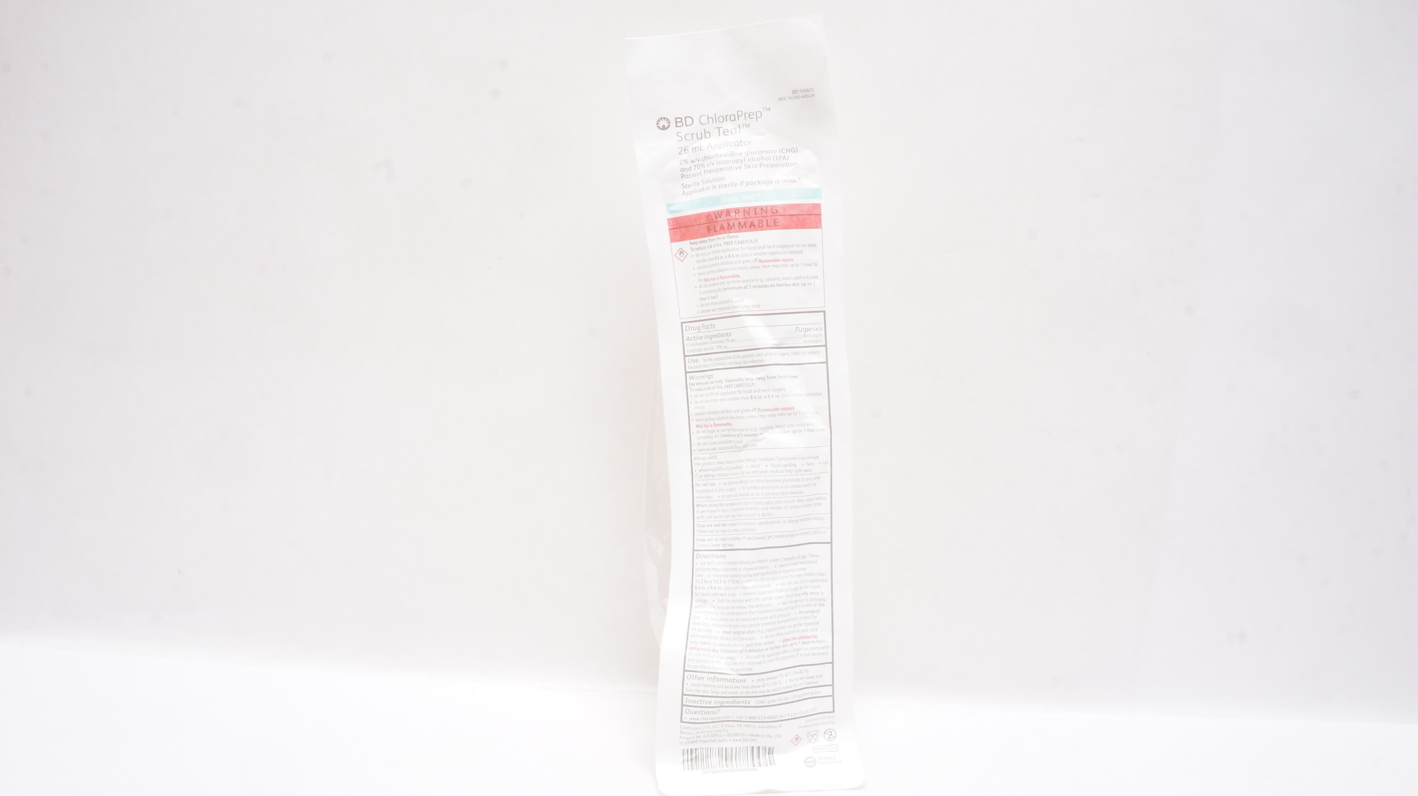 BD 930825 ChloraPrep Scrub Teal 26mL Applicator