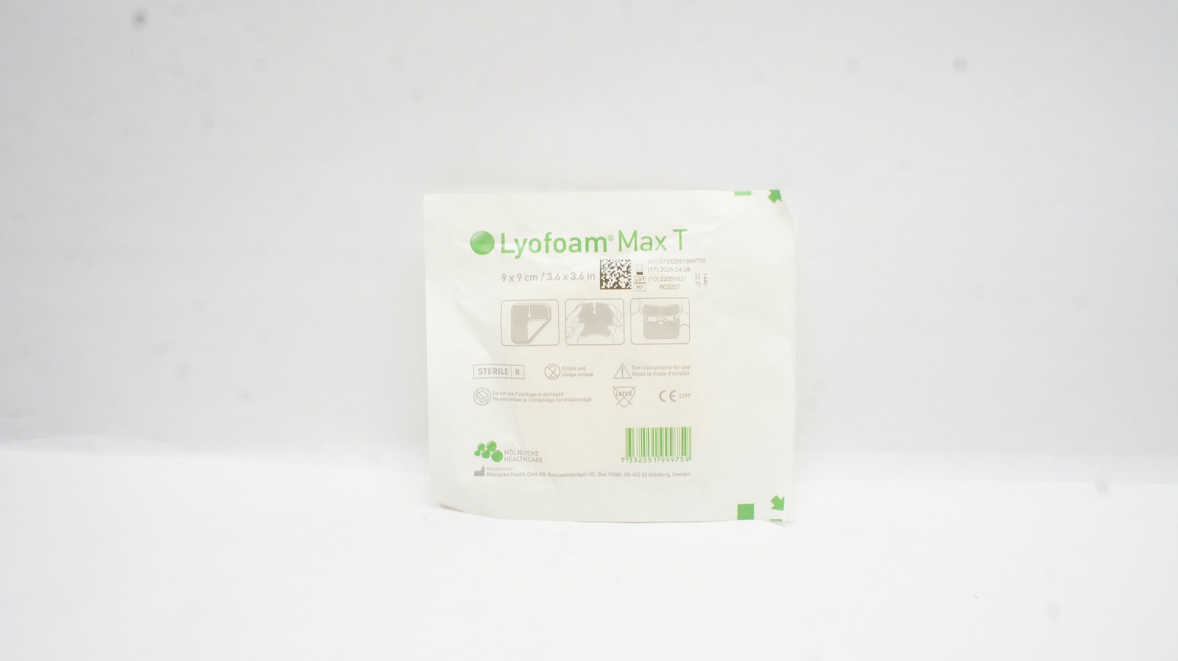 Molnlycke 603207 Lyofoam Max T Absorbent Foam Dressing 3.6inch x 3.6inch