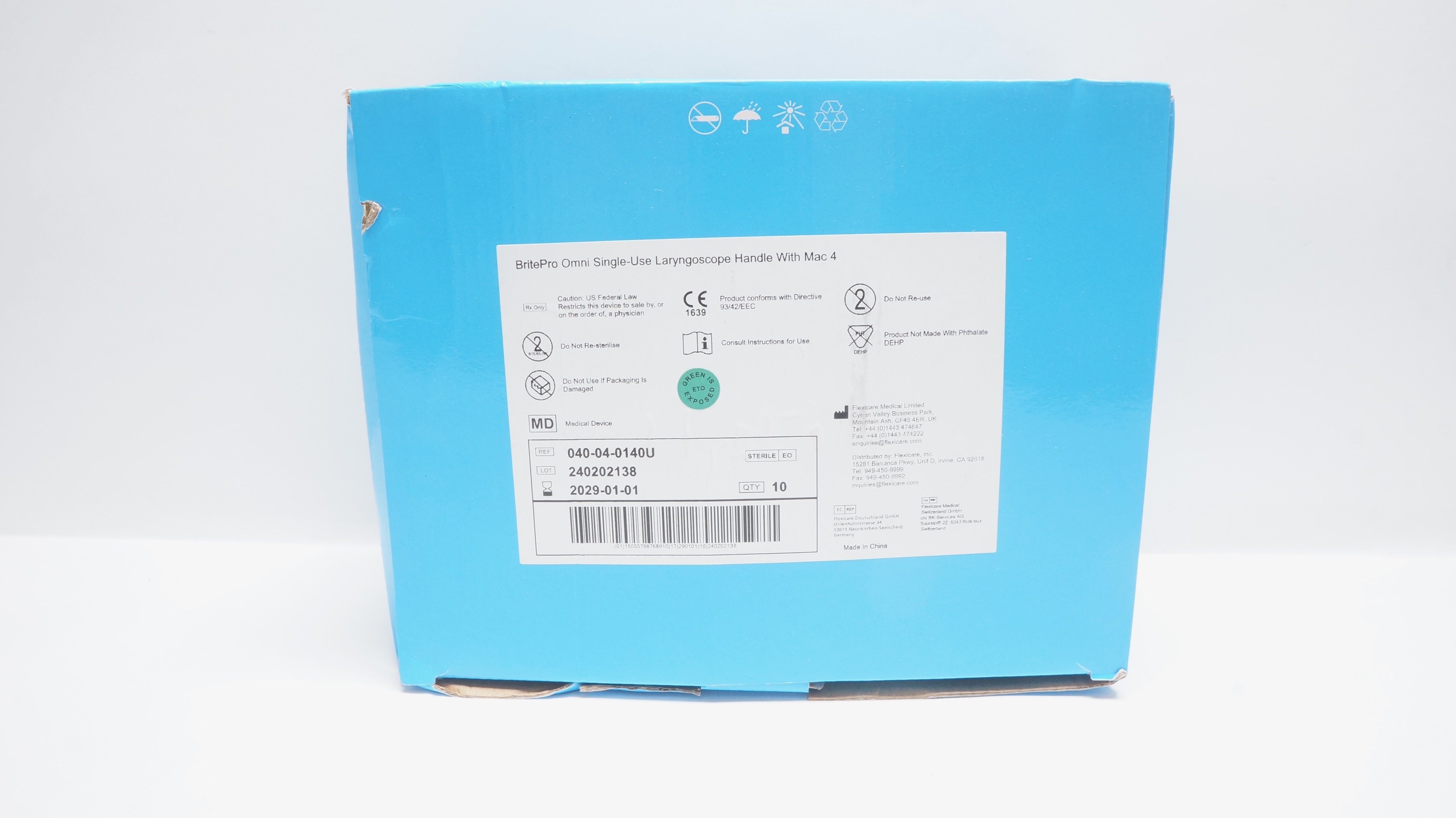 Flexicare 040-04-0140U BritePro Laryngoscope Handle  - Box of 10
