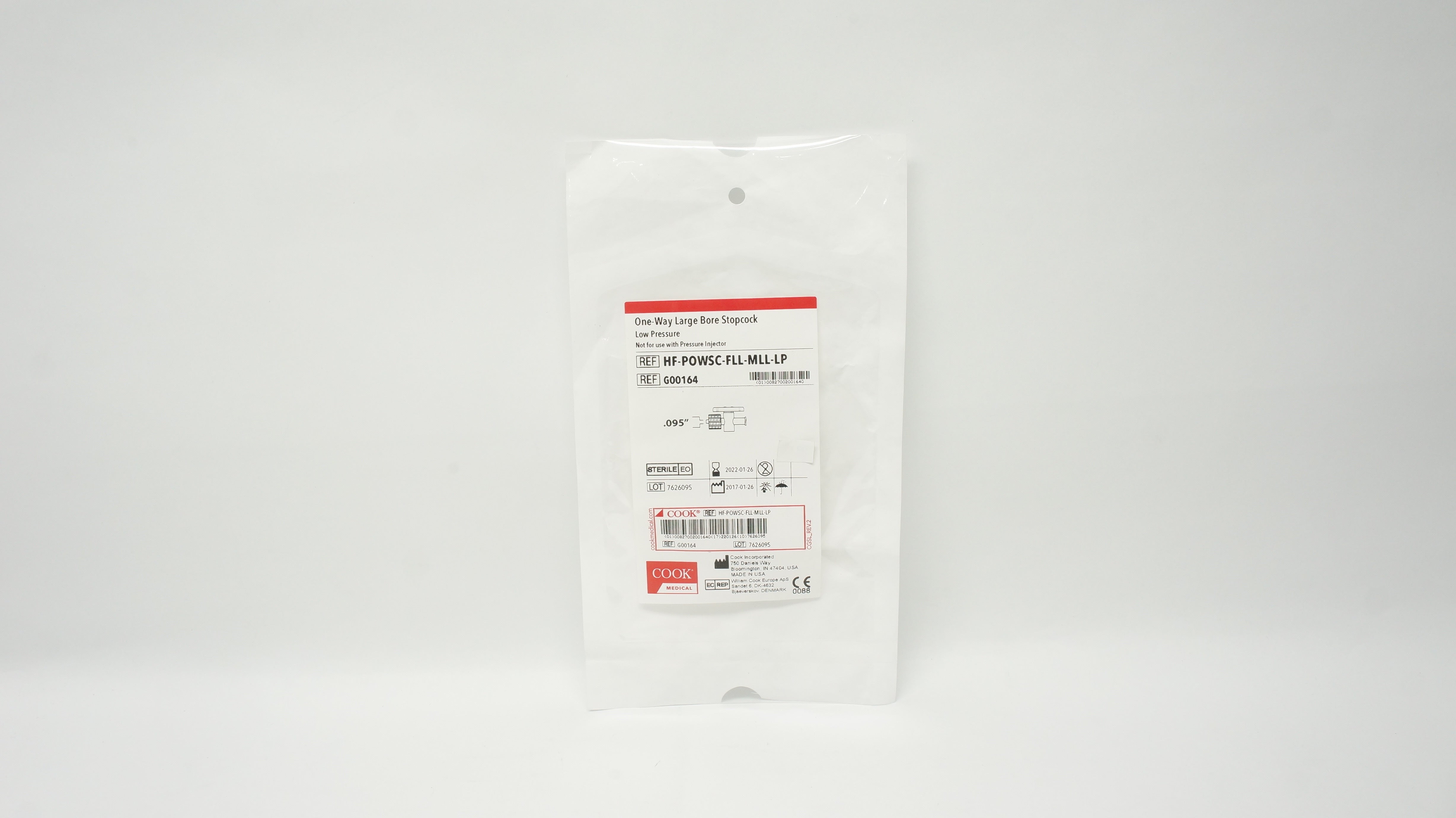Cook Medical G00164 One-Way Large Bore Stopcock Low Pressure 0.095inch (x)