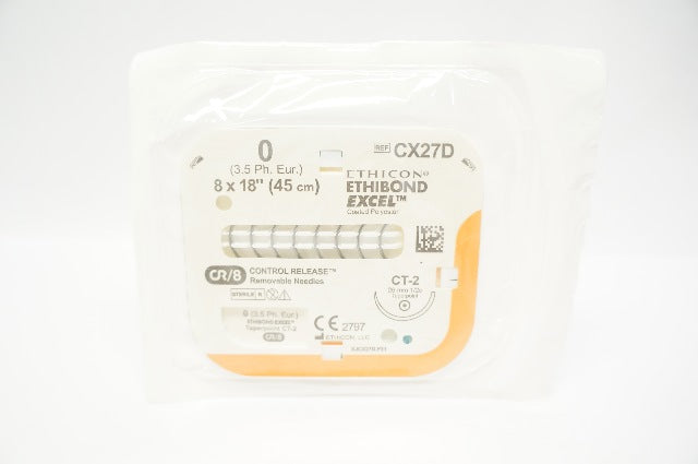 Ethicon CX27D 0 Ethibond Excel, CT-2, 26mm 1/2c Taper, 18inch