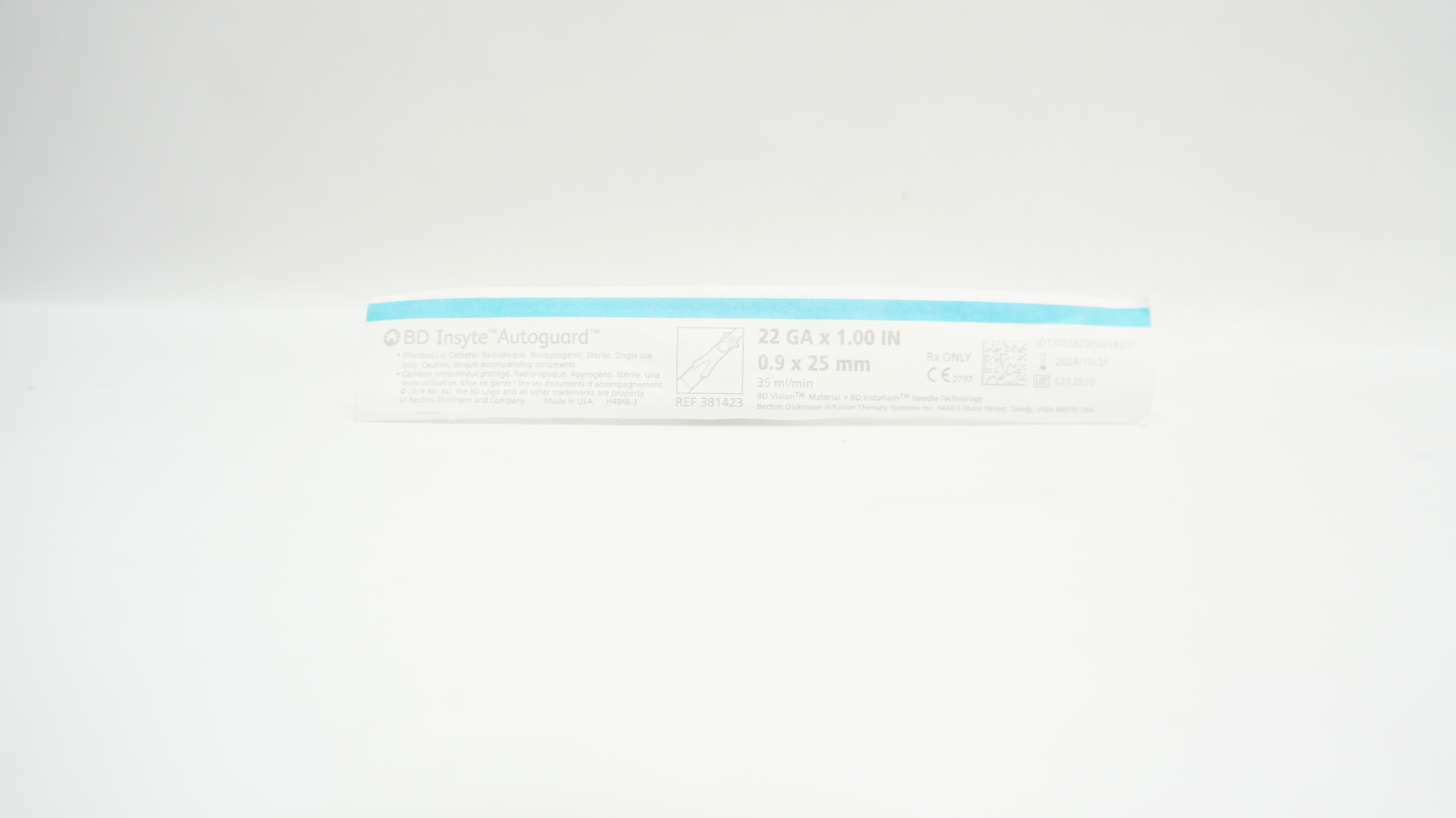 BD 381423 Insyte Autoguard Shielded IV Cath. 22GA x 1inch 35 ml/min