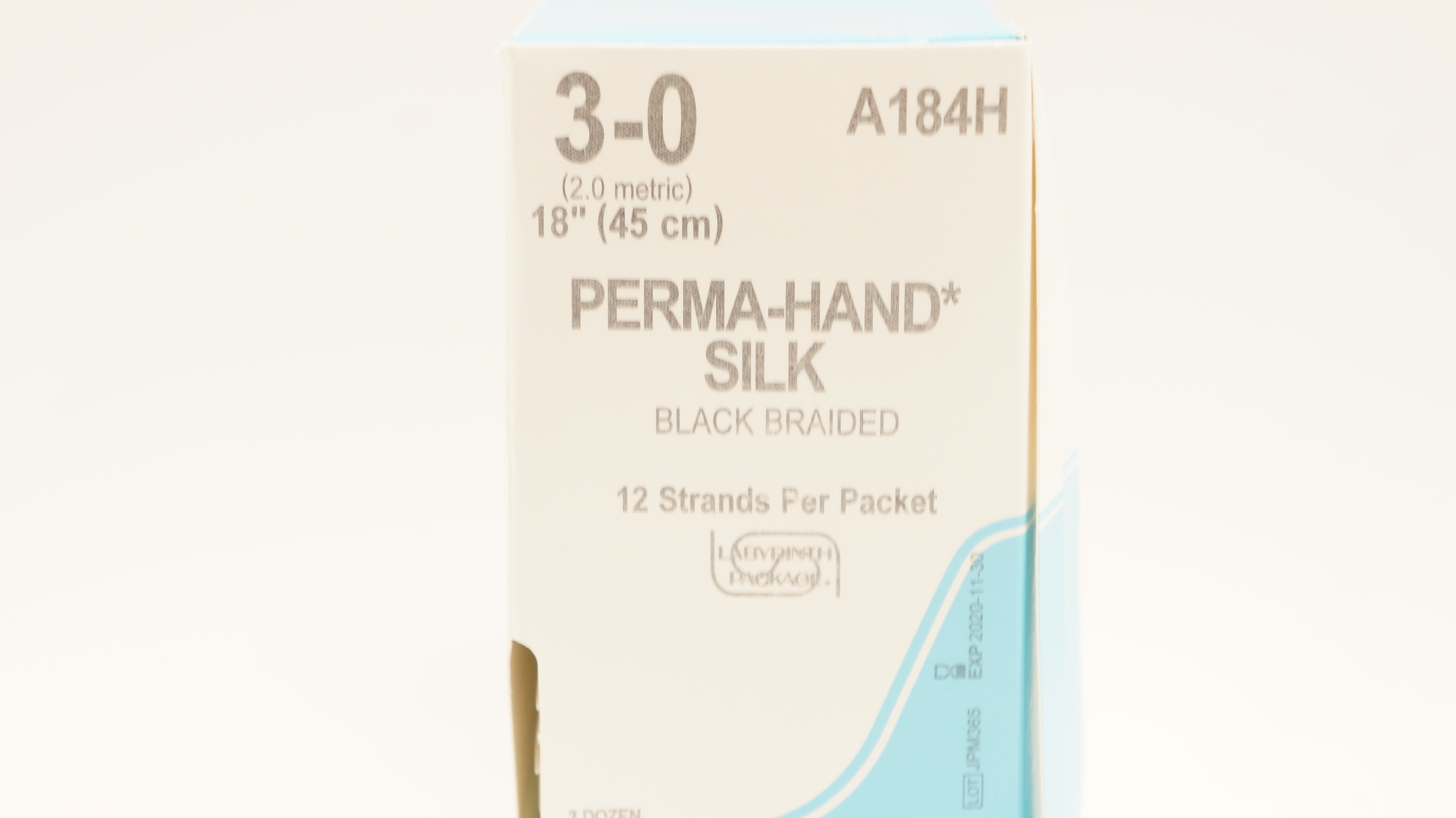 Ethicon A184H 3-0 Perma-Hand Silk Black Braided, 18inch (x) - Box of 33