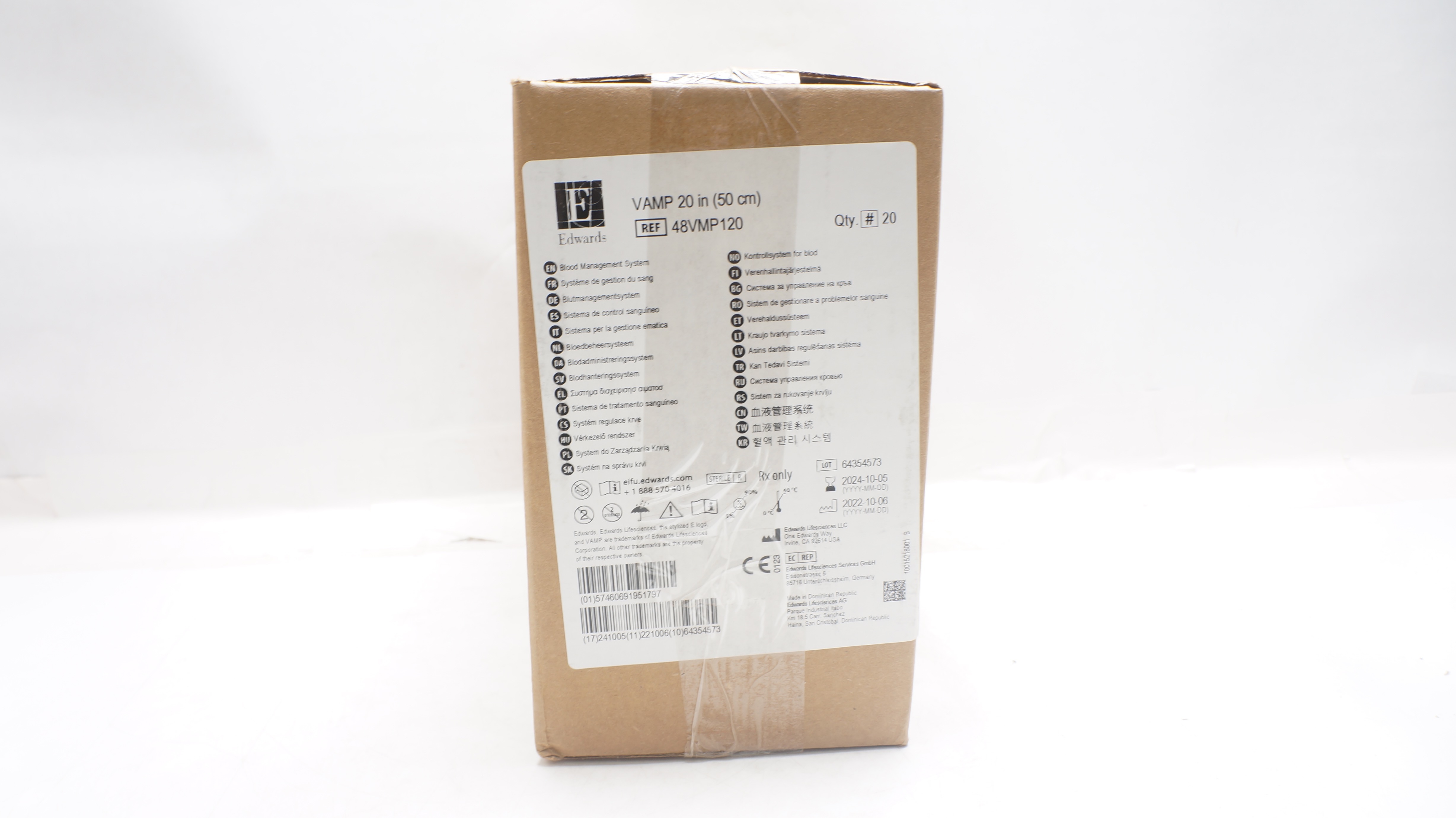 Edwards Lifesciences 48VMP120 VAMP 20in. Blood Mangement System - Case of 20