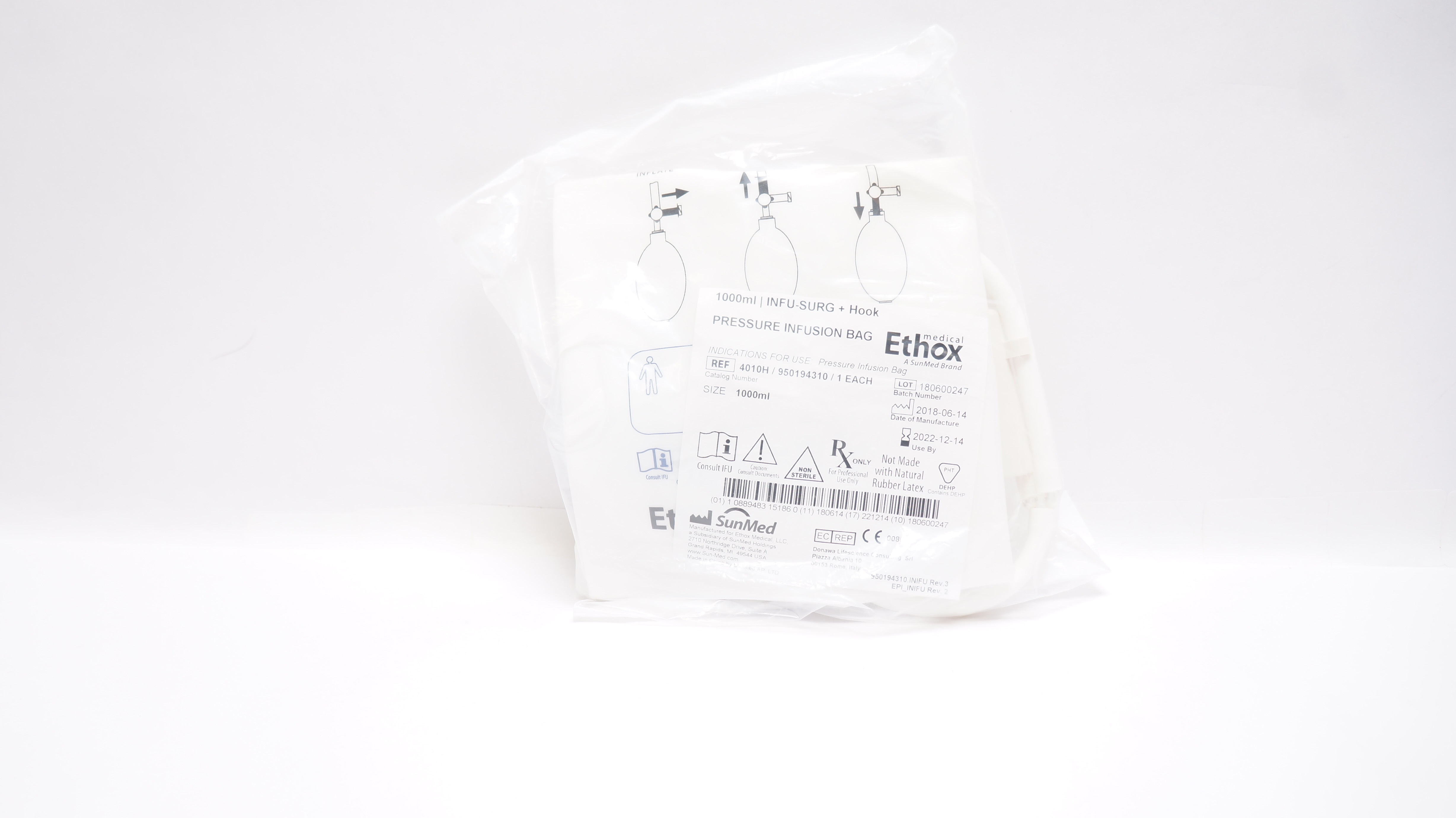 SunMed 4010H/950194310 Ethox Infu-Surg+Hook Pressure Infusion Bag 1000mL (x)