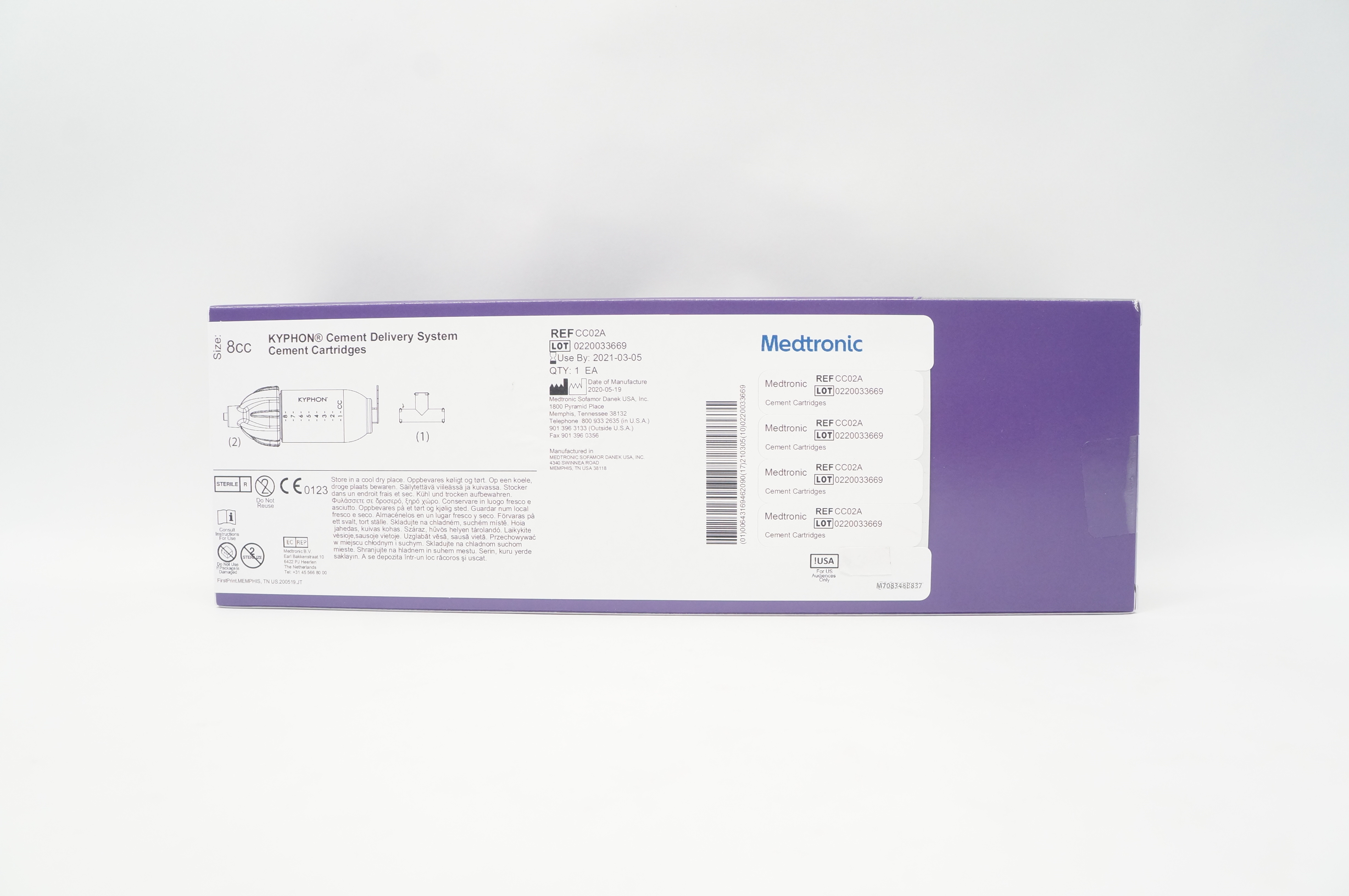 Medtronic CC02A KYPHON Cement Delivery System Cement Cartridges, Size 8cc (x)