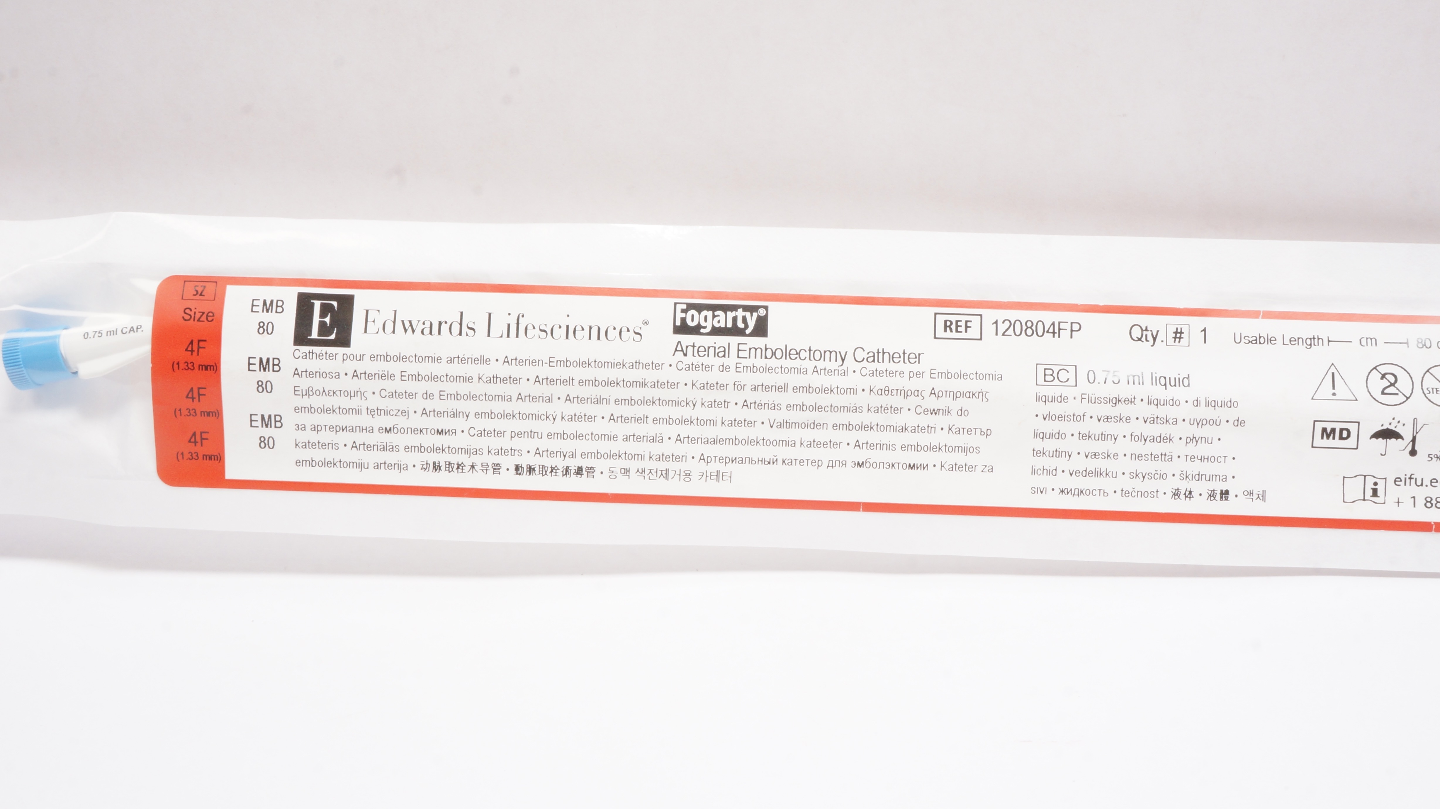 Edwards Lifesciences 120804FP Arterial Embolectomy Cath. 4F x 80cm (x)