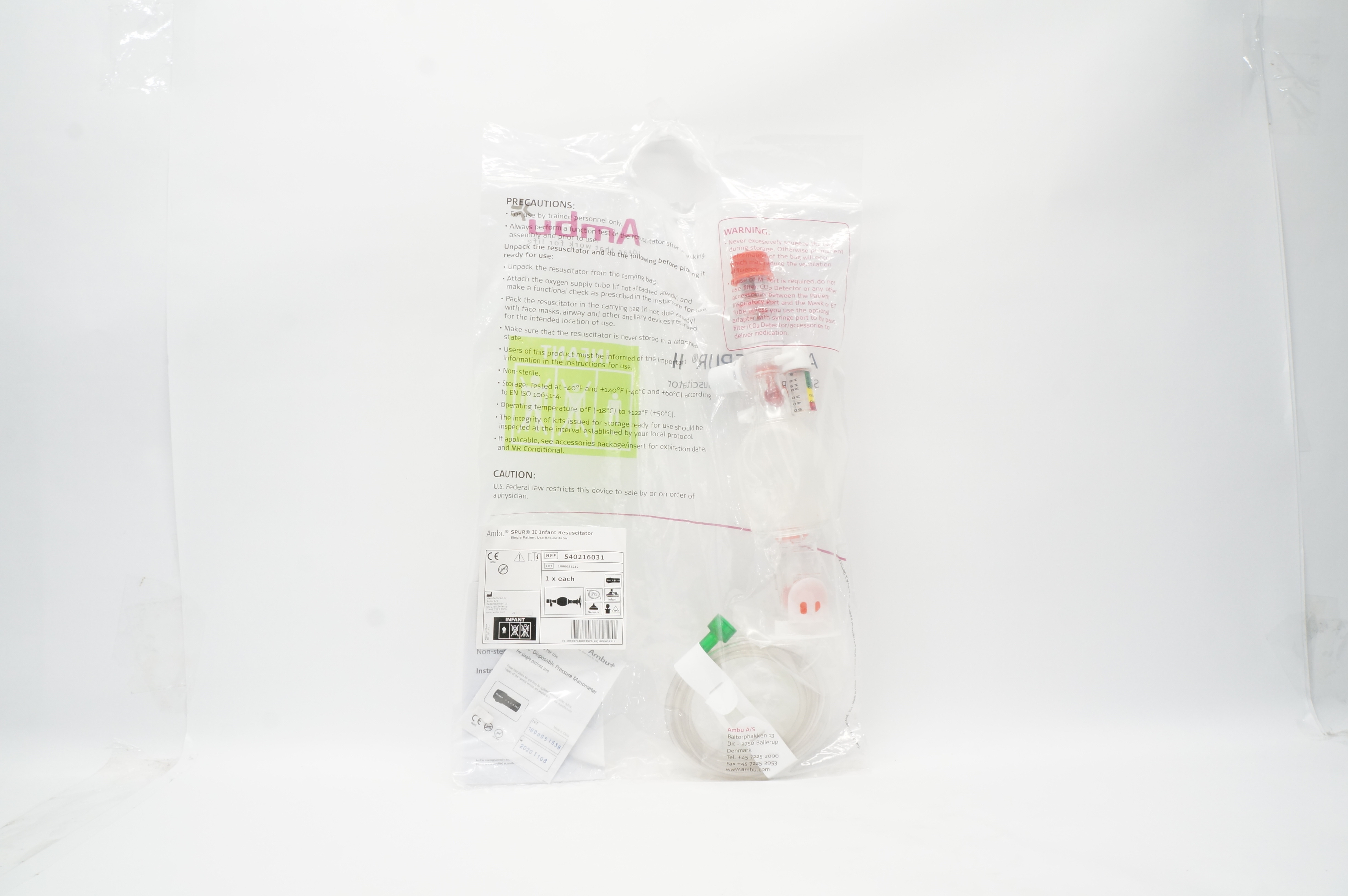 Ambu 540216031 SPUR II Infant Resuscitator Neonate 7ft. (x)