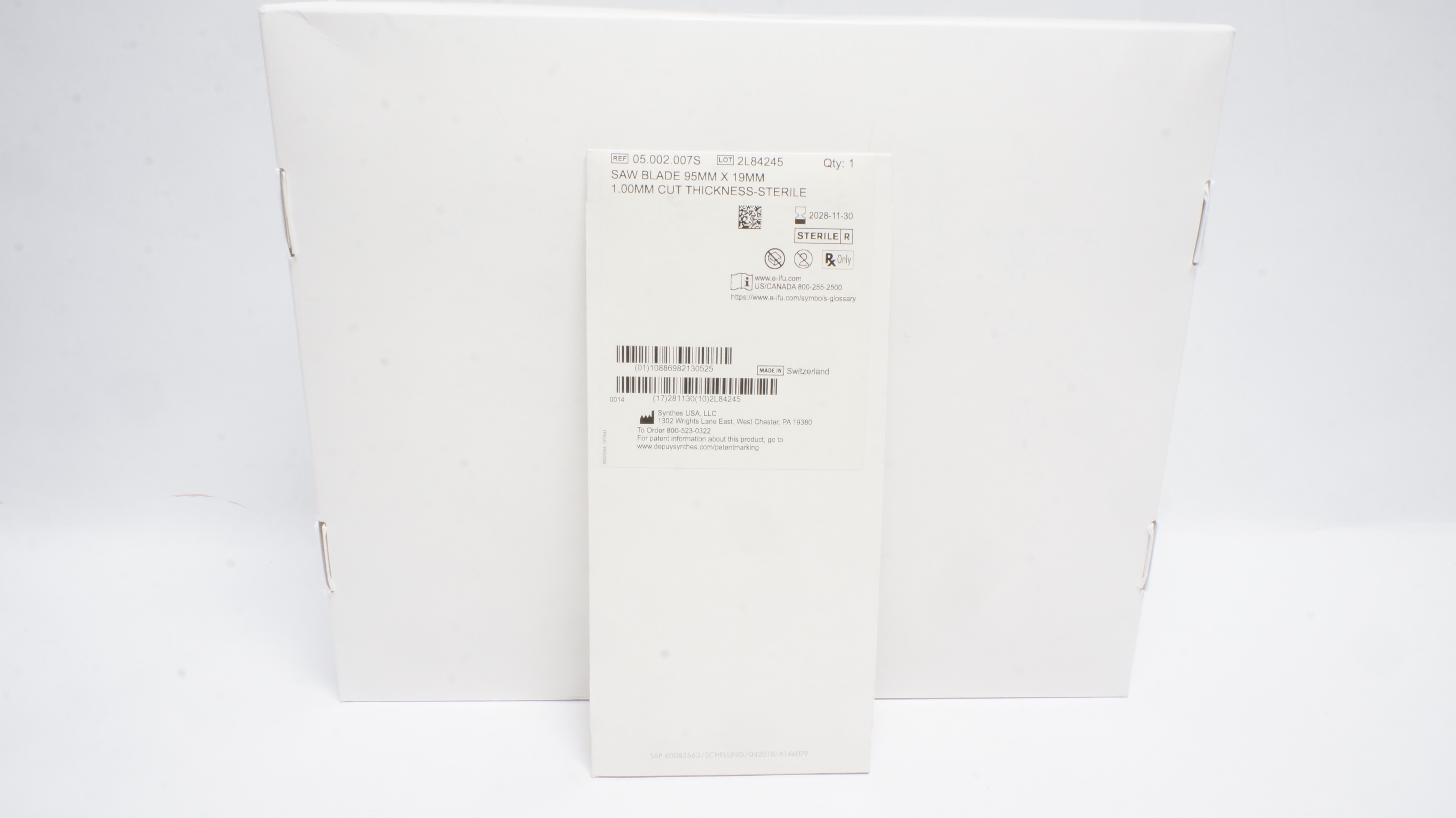 Synthes 05.002.007S SAW Blade 95mm x 19mm 1.00mm Cut Thickness-Sterile