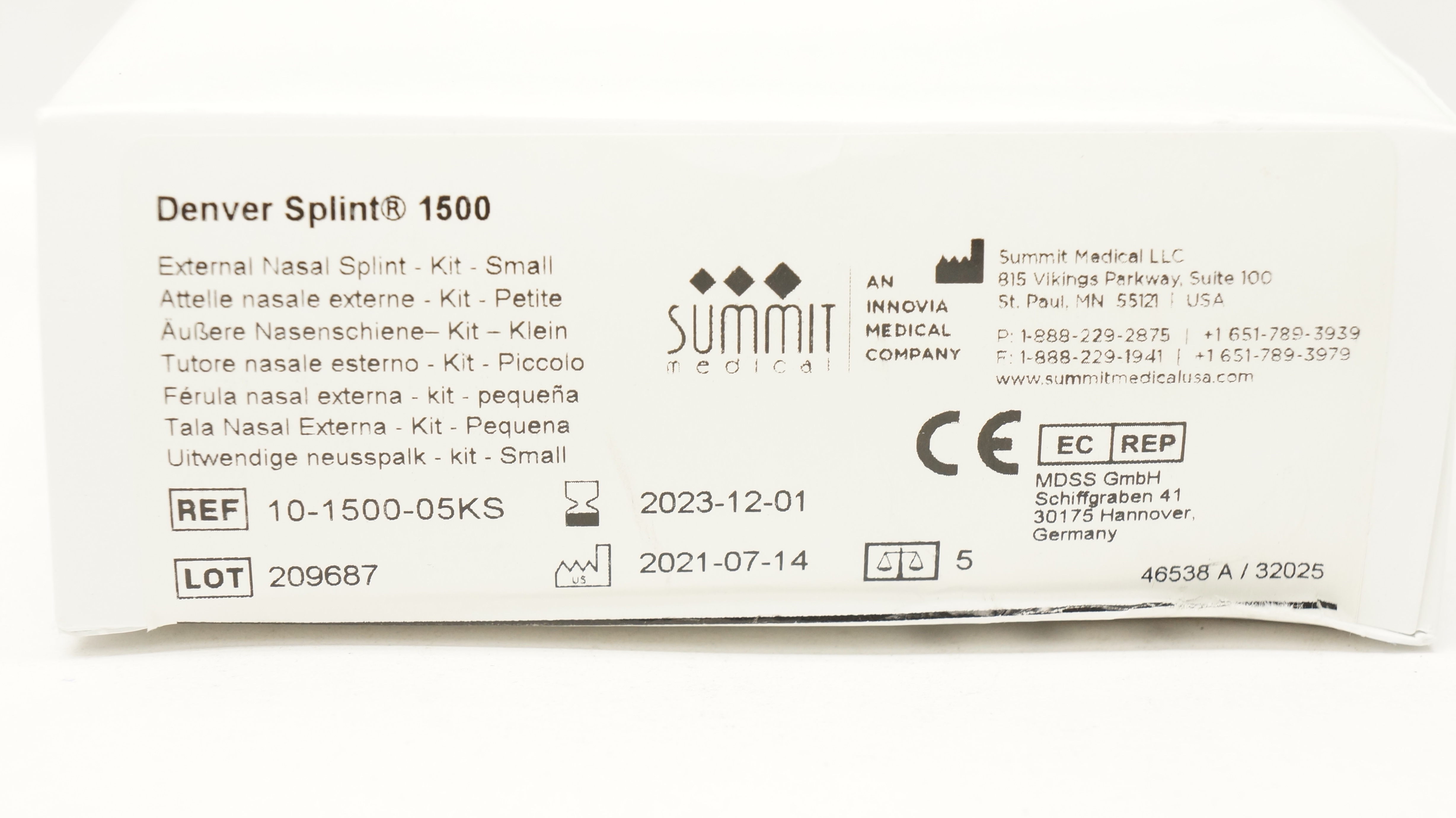 Summit Medical 10-1500-05KS  External Nasal Splint Kit, Small (x) - Box of 5