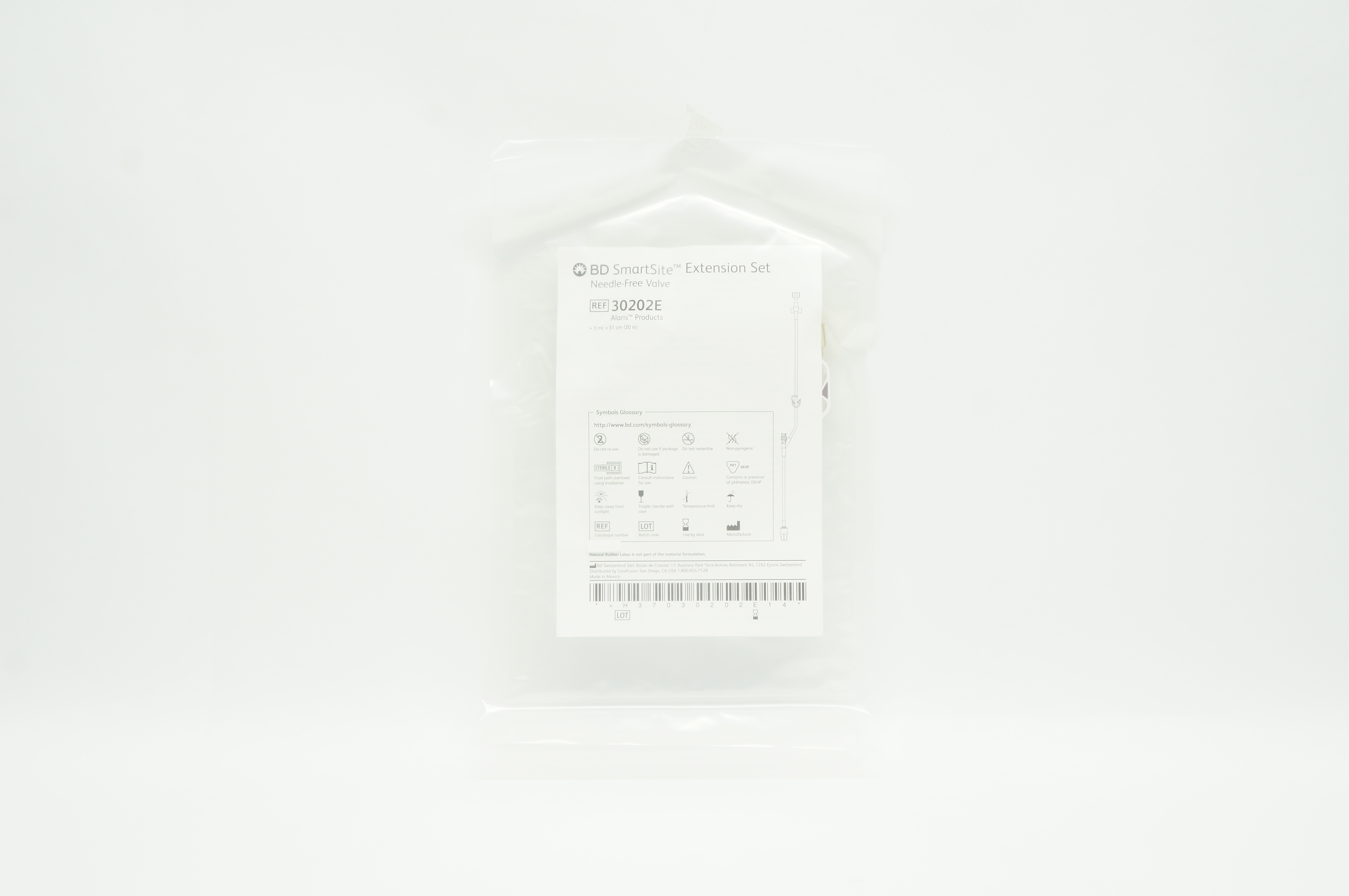 BD 30202E SmartSite Extension Set Ndle.-Free Valve 3ml x 20inch