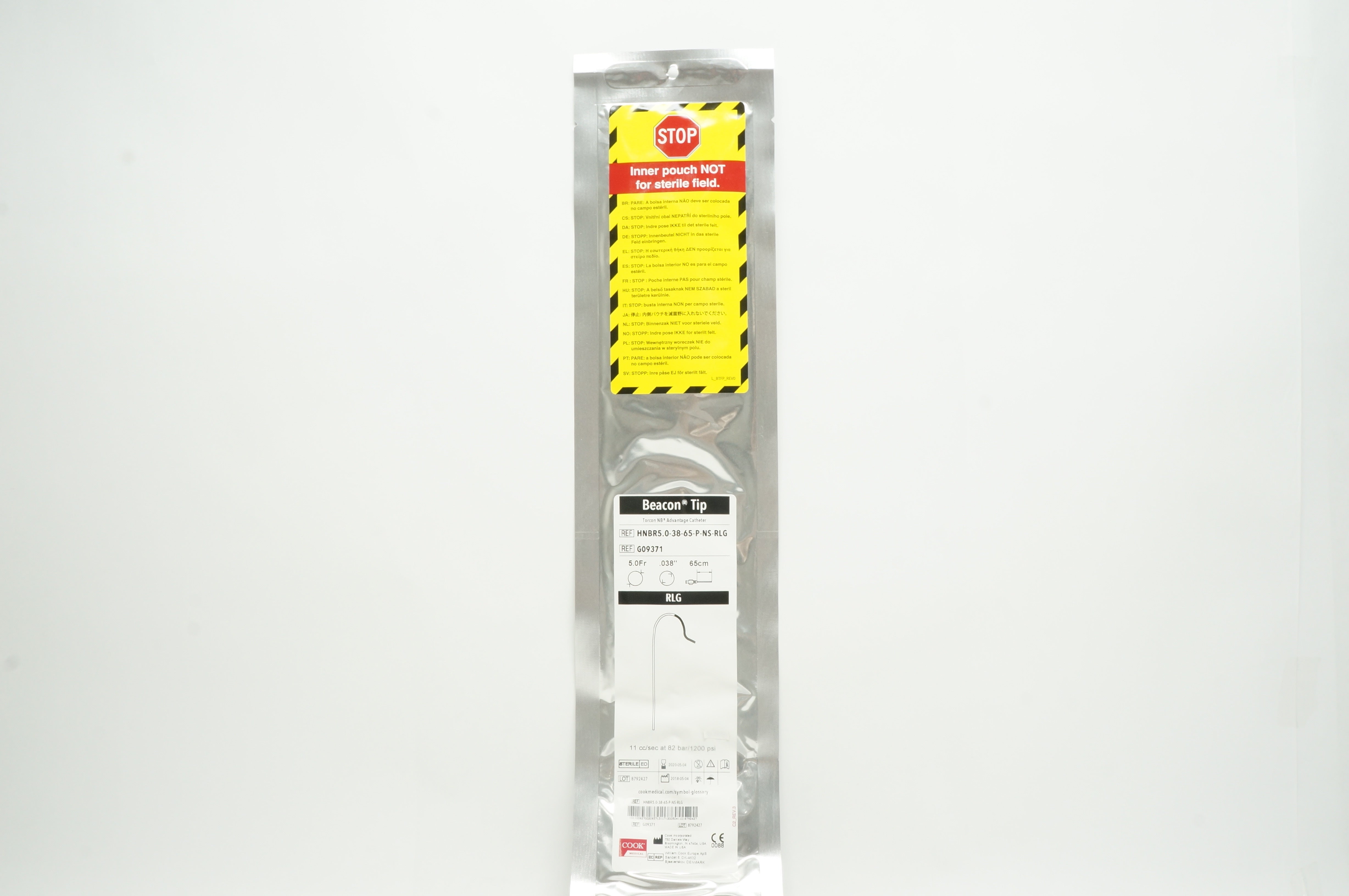 Cook Medical G09371 Beacon Tip Advantage Cath. RLG 5.0Fr x .038in. x 65cm (x)