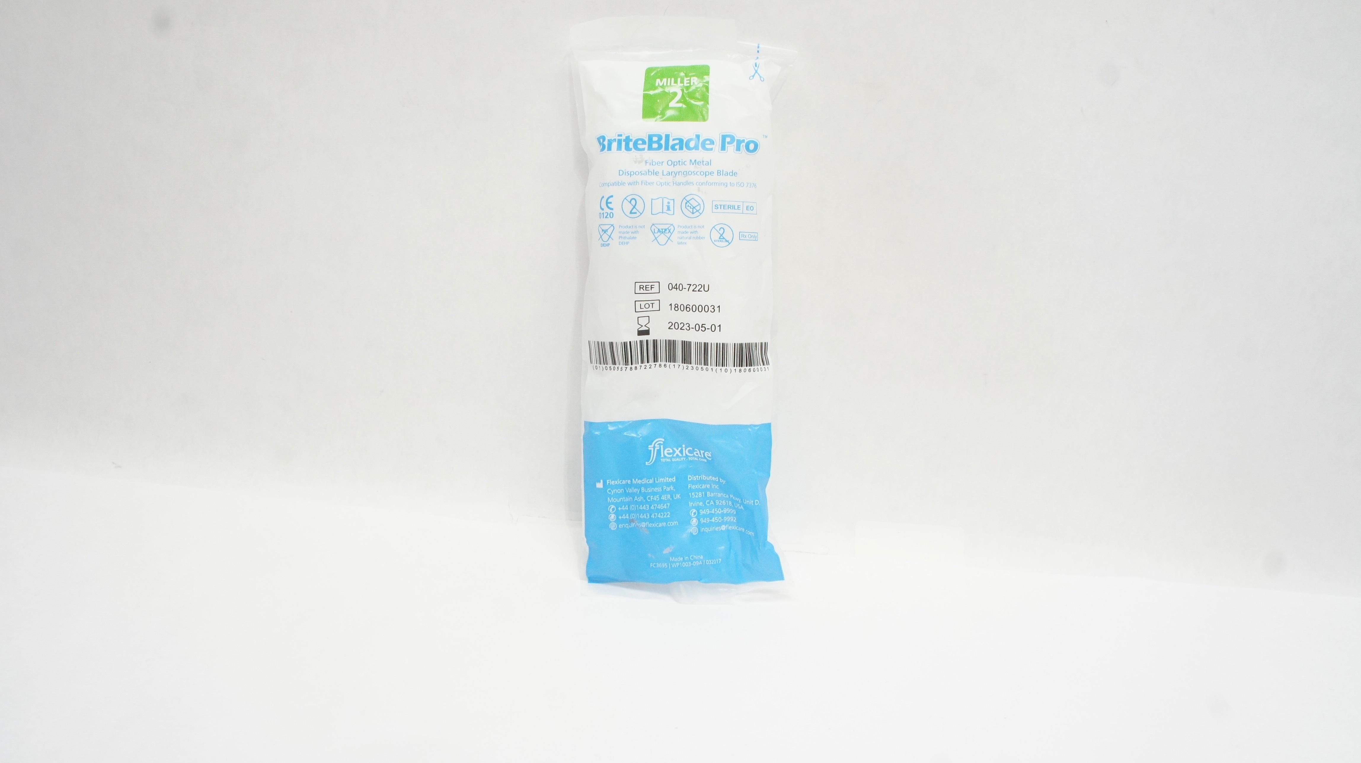 Flexicare 040-722U BriteBlade Pro Fiber Optic Metal, Miller 2 (x)