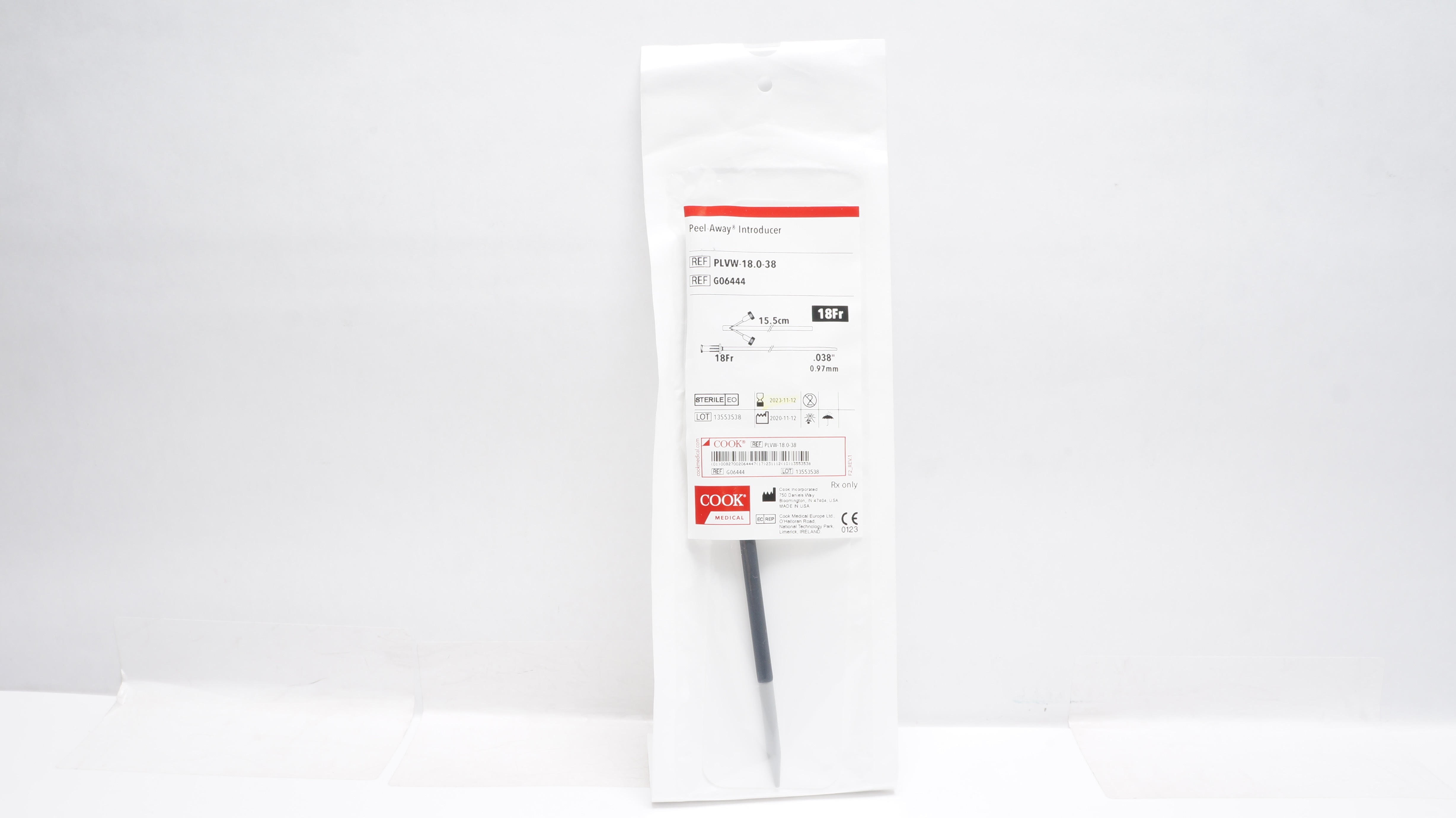 Cook Medical G06444 Peel-Away Introducer 18Fr x .038inch x 15.5cm (x)