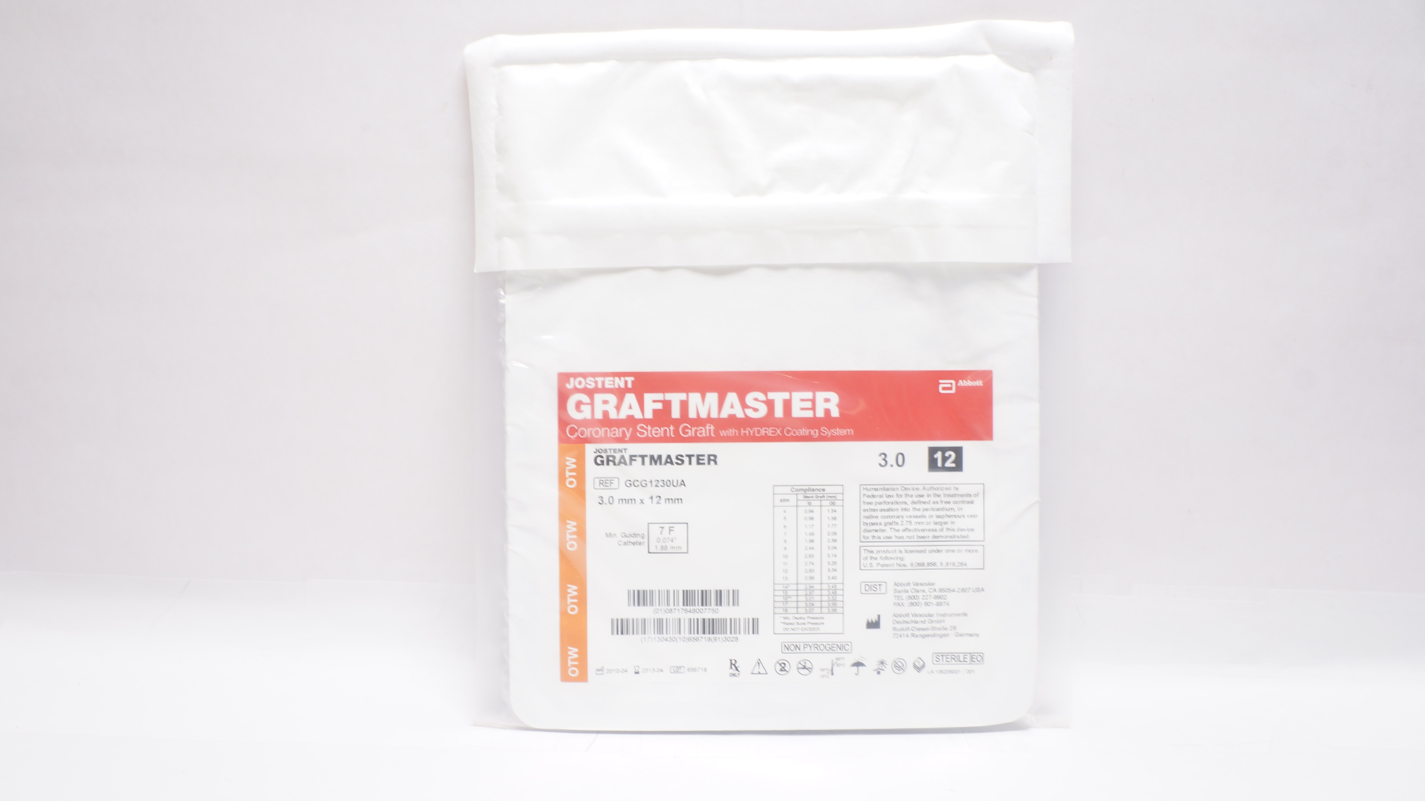 Abbott GCG1230UA Graftmaster Coronary Stent Graft System, 3.0 x 12mm (x)