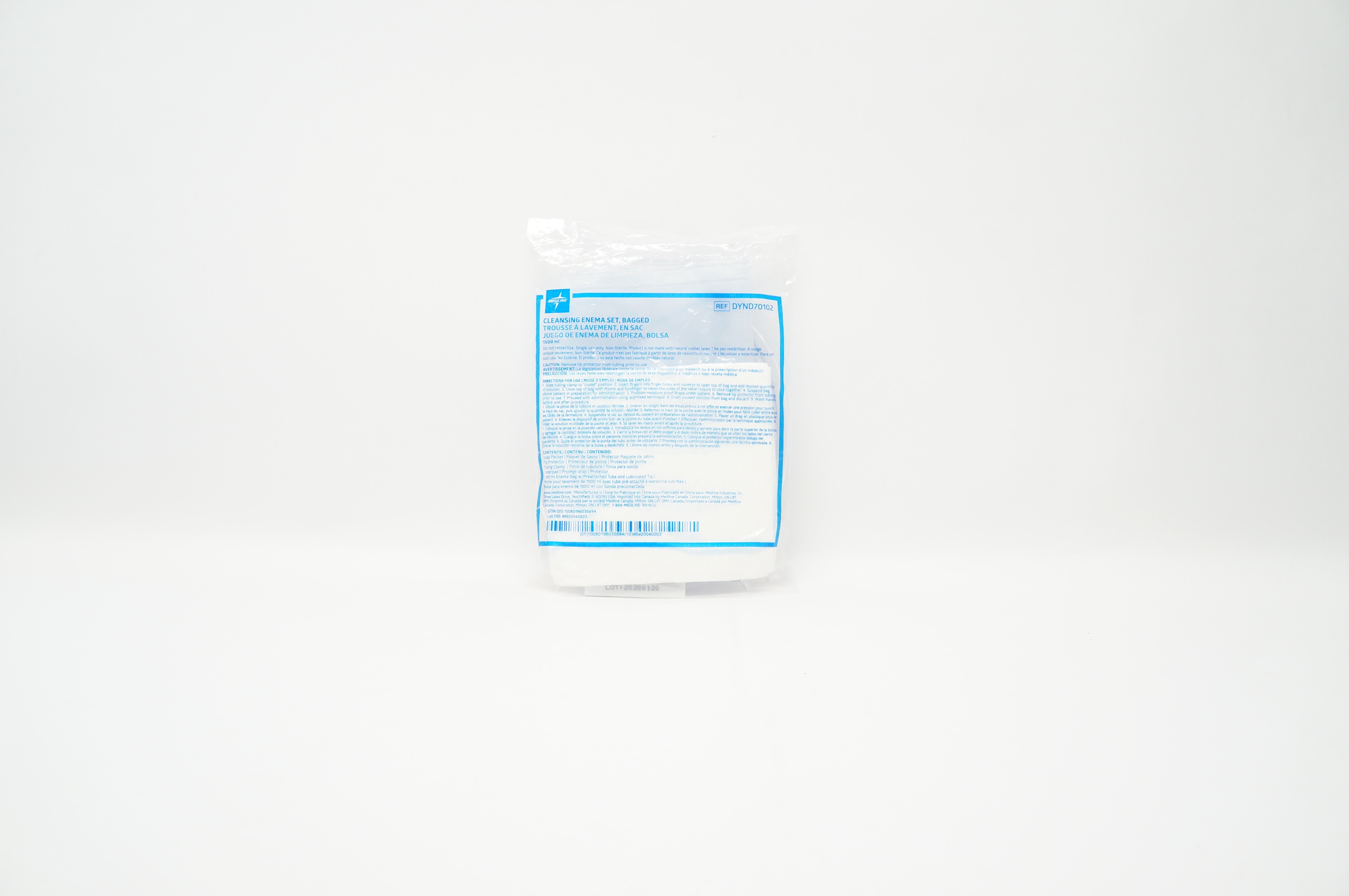 Medline DYND70102 Cleansing Enema Set, Bagged 1500ml
