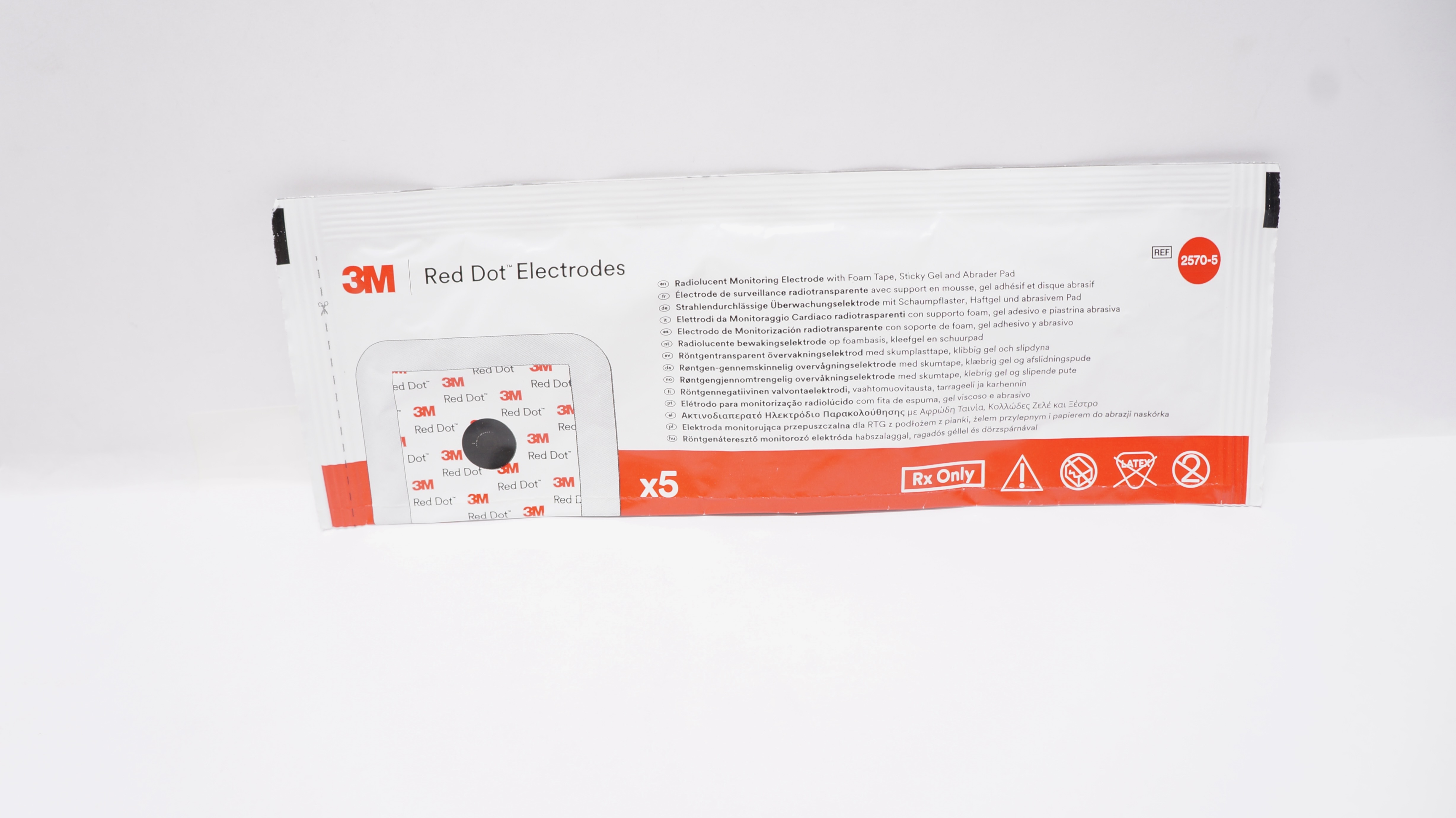 3M 2570-5 Red Dot Radiolucent Monitoring Electrodes (x) - Pack of 5