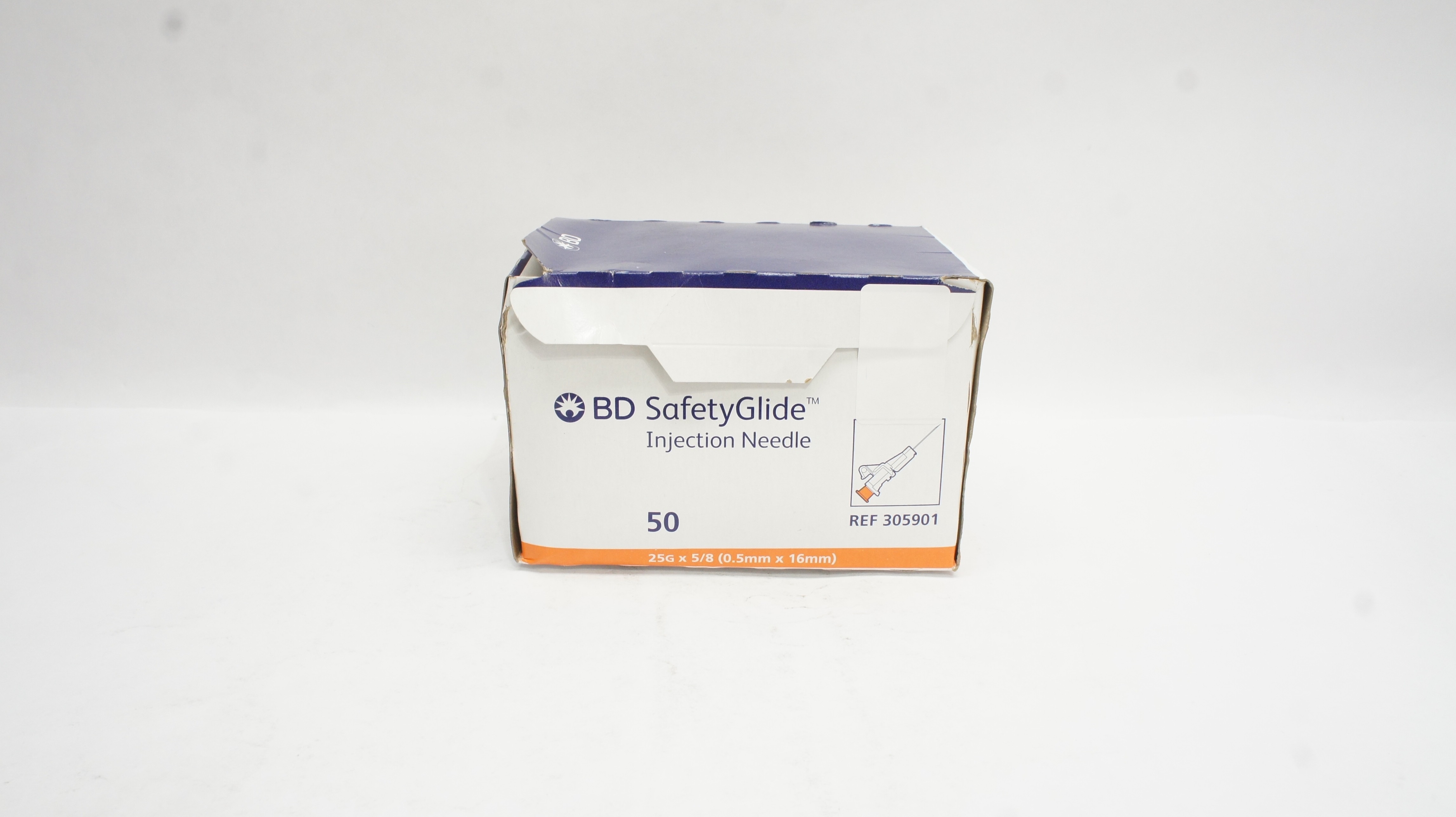 BD 305901 Safety Glide Injection Ndle. 25G x 5/8 inch - Box of 50