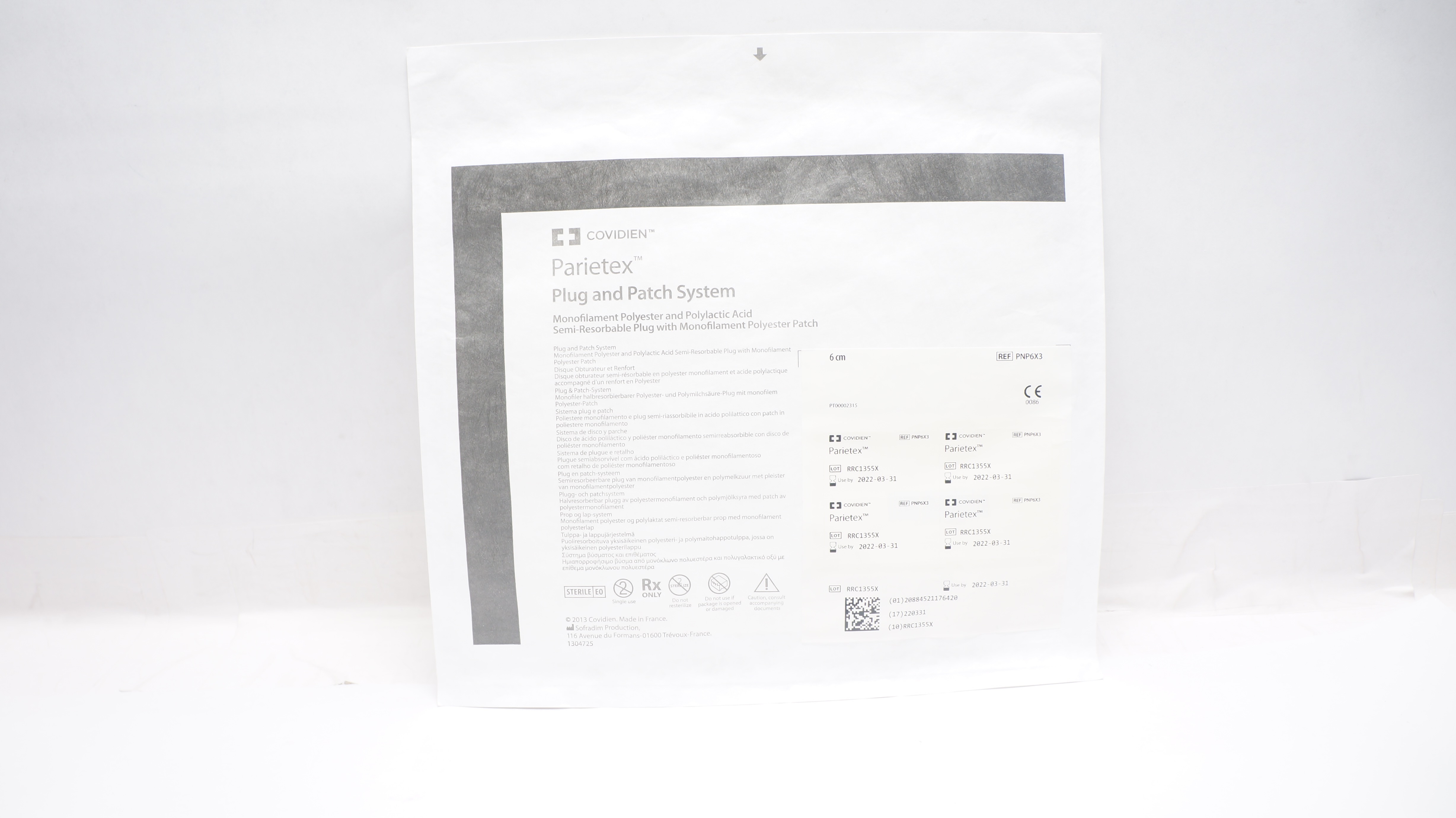 Covidien PNP6X3 Parietex Plug & Patch System, 6cm (x)