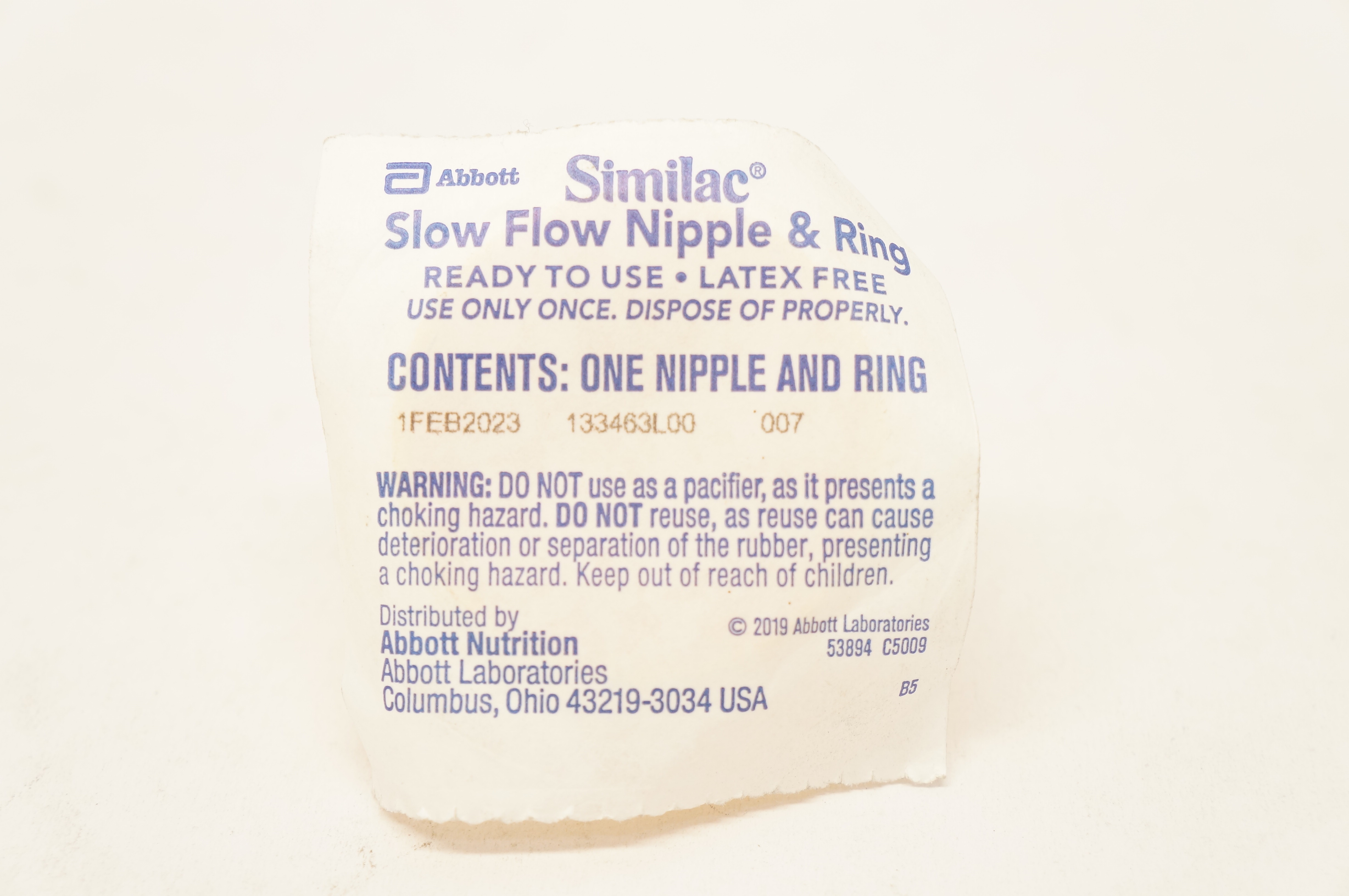 Abbott 53894 Similac Slow Flow Nipple & Ring