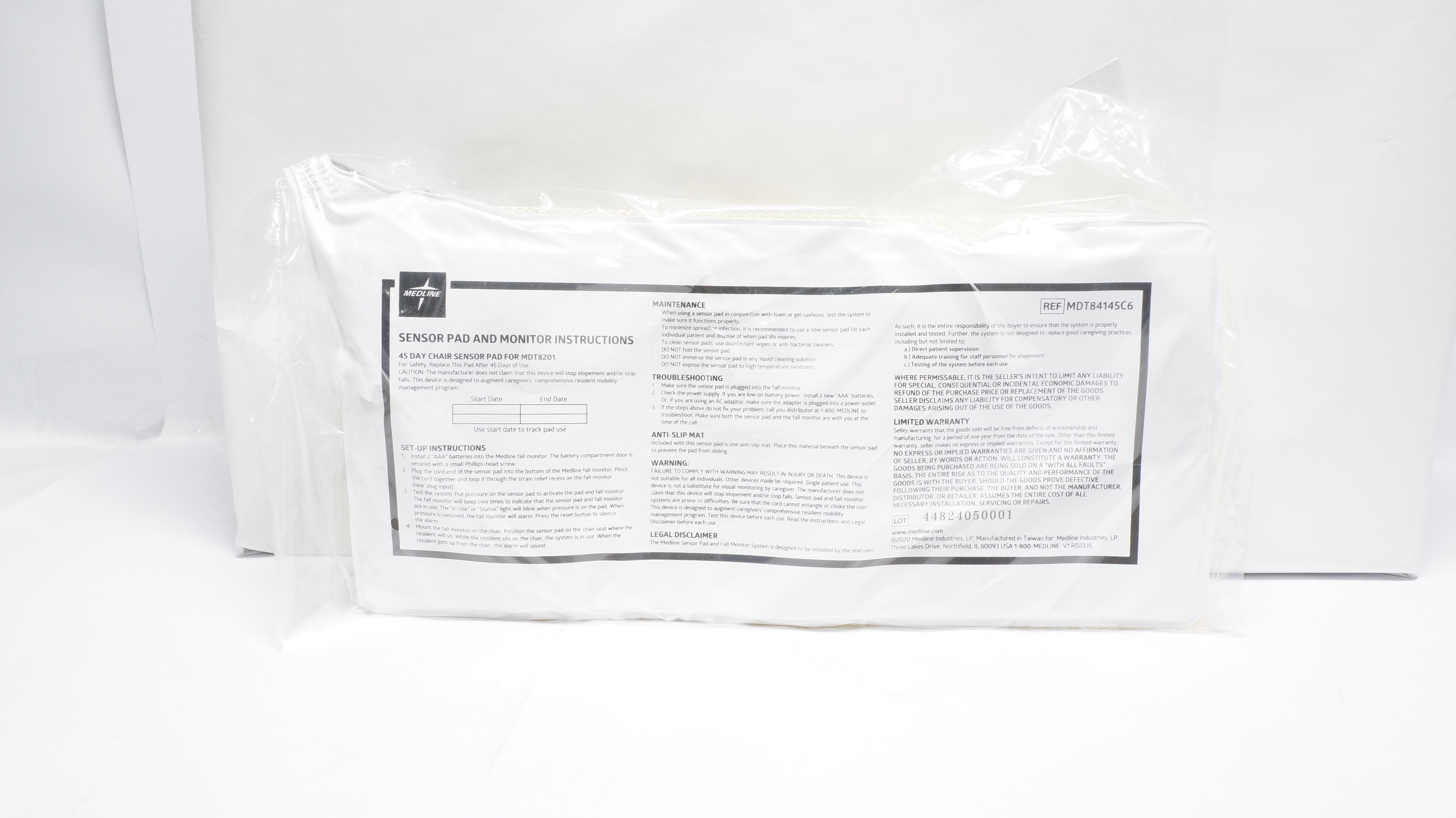 Medline MDT84145C6 45 Day Chair Sensor Pad