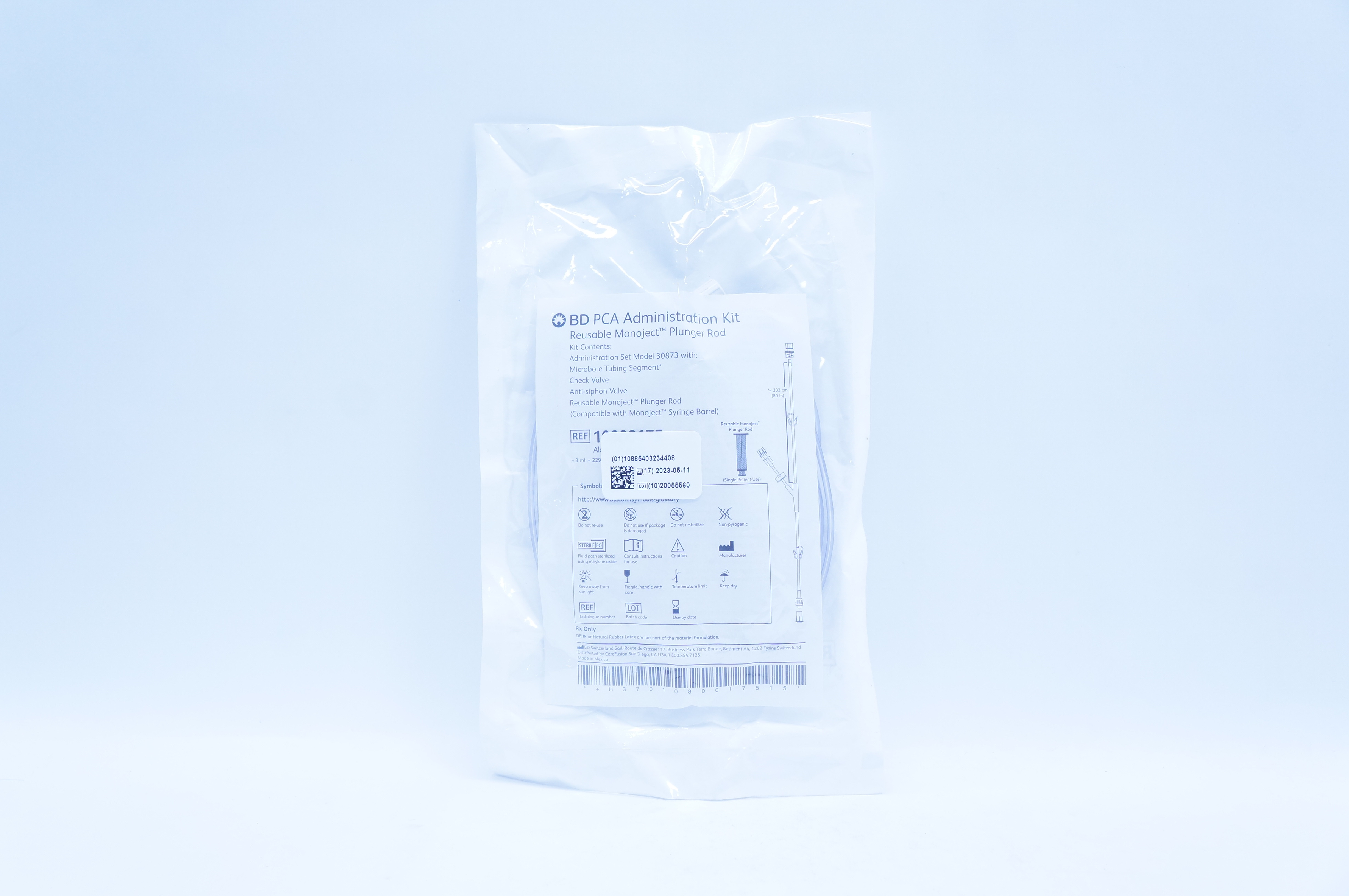 BD 10800175 PCA Administration Kit Reusable Monoject Plunger Rod