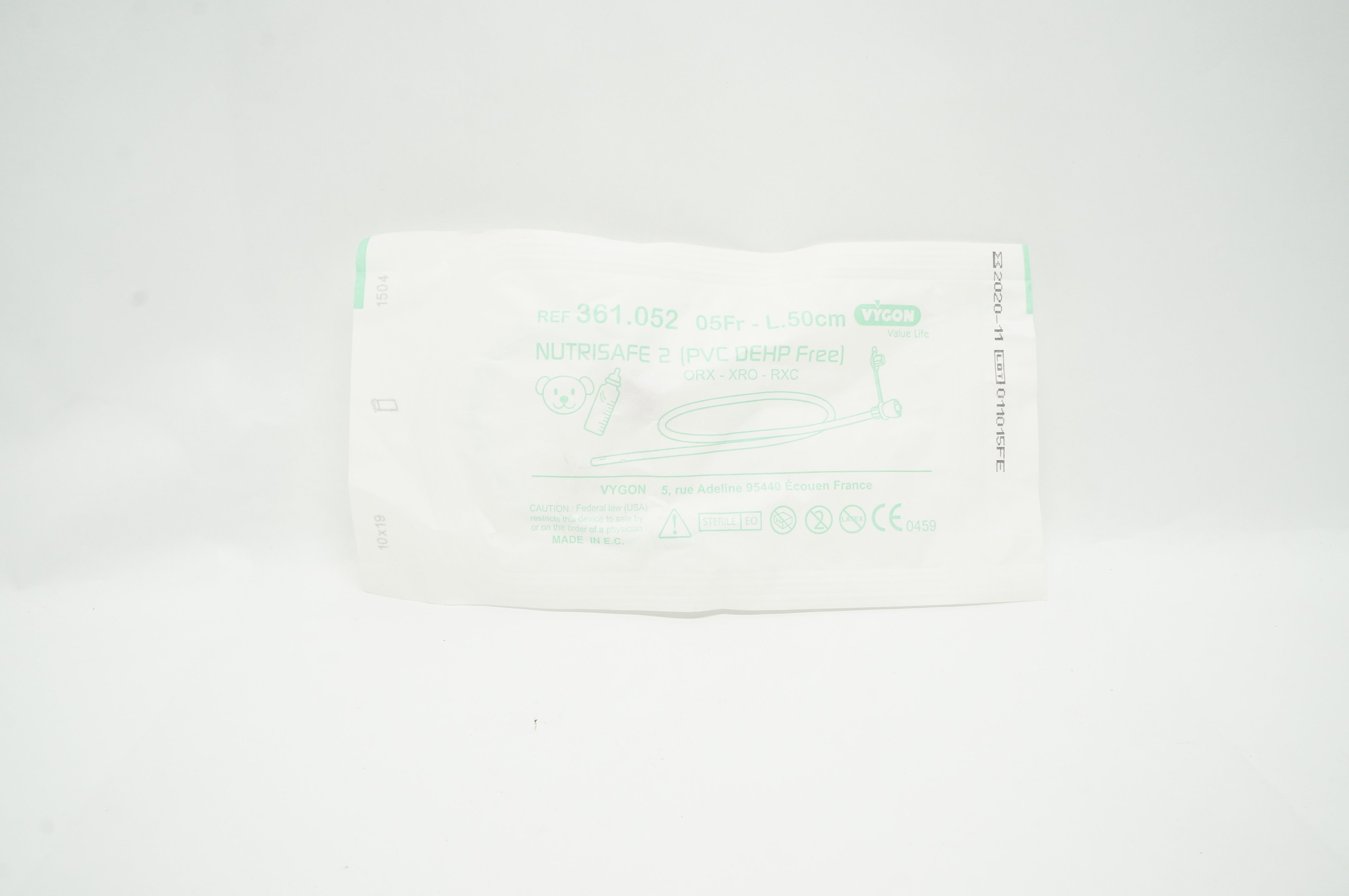 Vygon 1361.052 Nutrisafe2 PVC DEHp-Free Feeding Tube 05Fr x  L.50cm (x)
