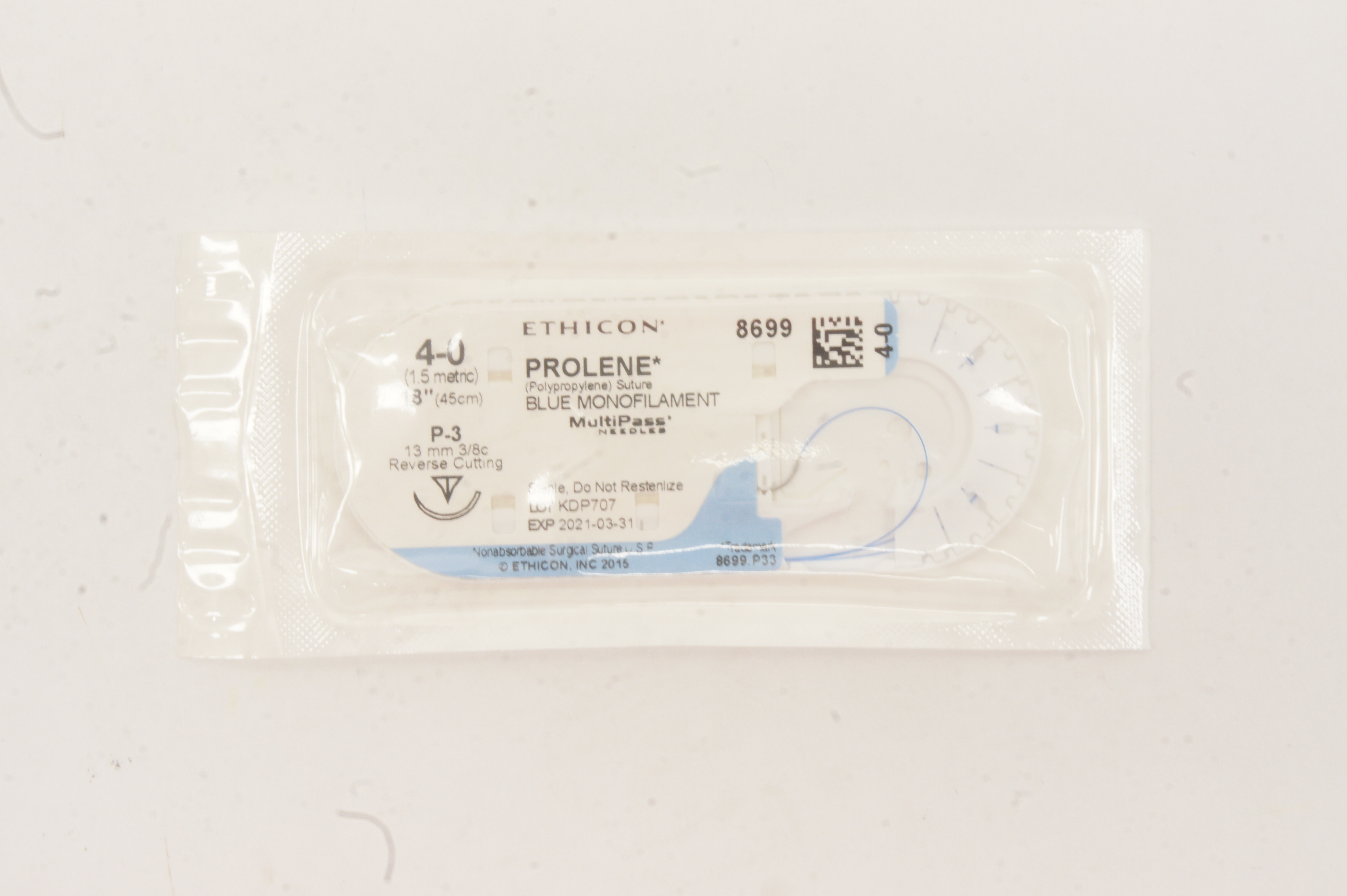Ethicon 8699 4-0 PROLENE, P-3, 13mm 3/8c Reverse Cutting, 18inch (x)
