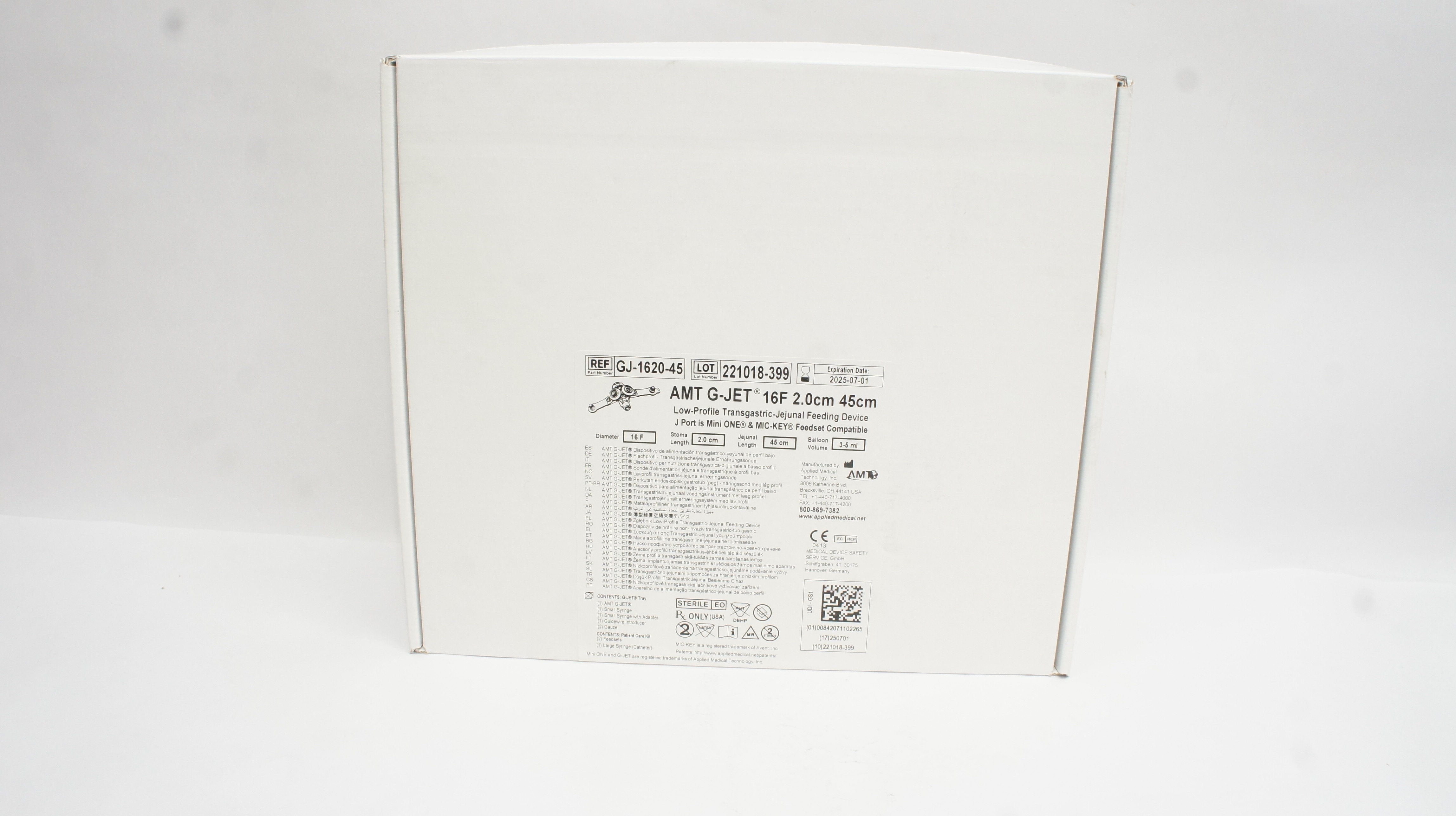 AMT GJ-1620-45 Transgastric-Jejunal Feeding Device 16F x 2.0 cm x 45cm 3-5ml