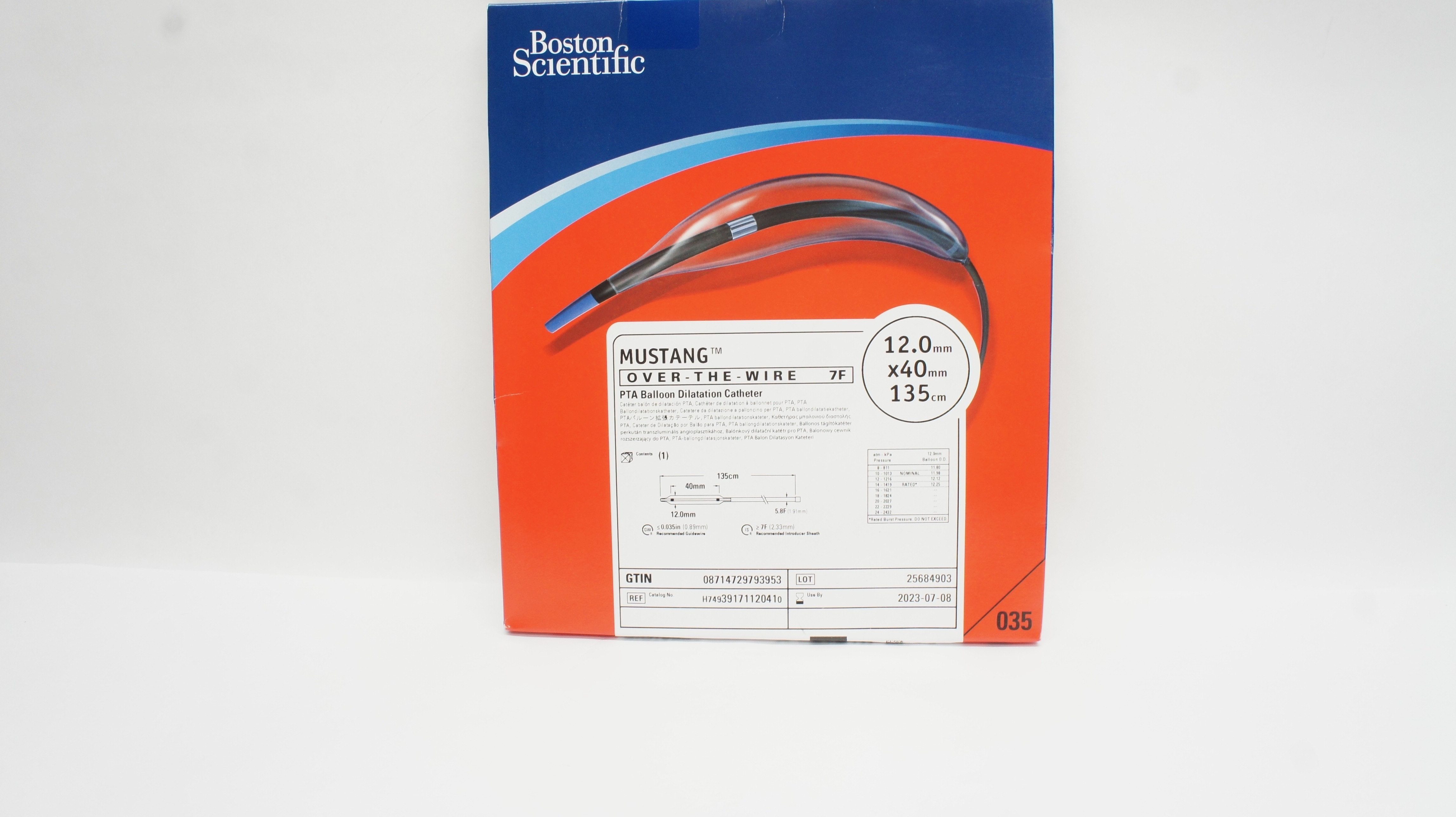 Boston Scientific H74939171120410 PTA Balloon Dilatation Cath.12x40mm x 135cm(x)