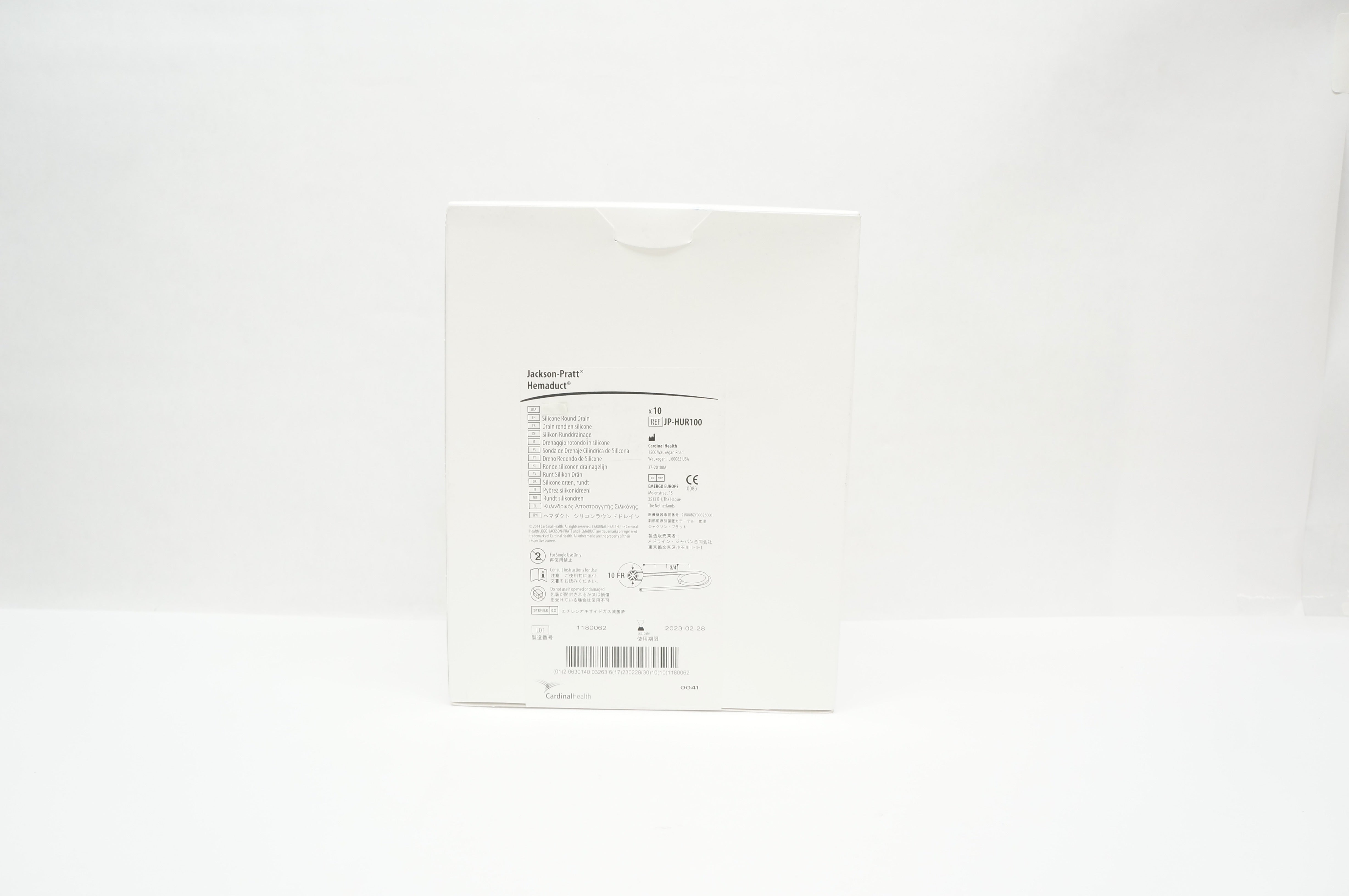 Cardinal Health JP-HUR100 Jackson-Pratt Hemaduct Round Drain 10 ~ Exp.~Box of 10