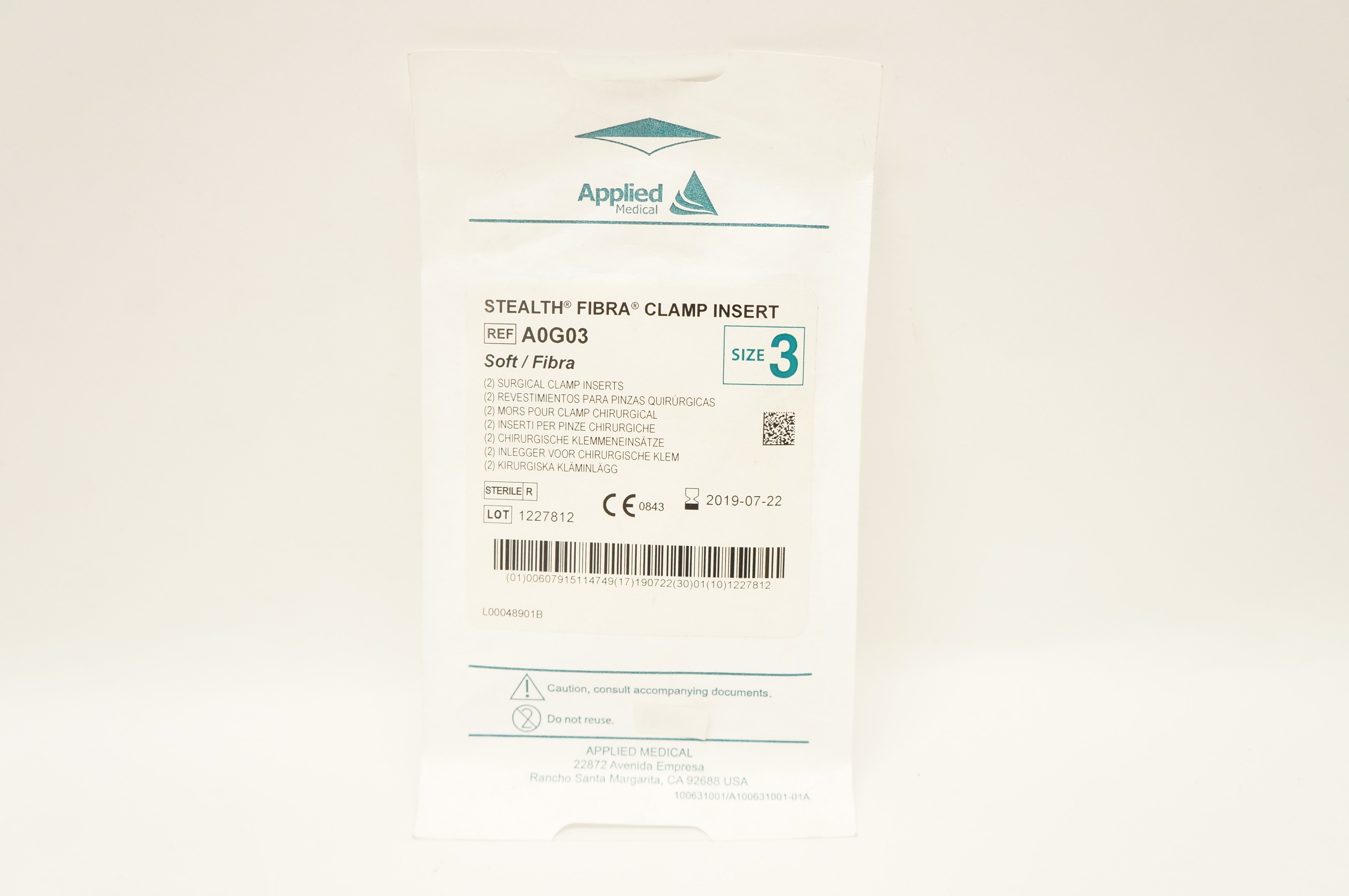 Applied Medical A0G03 Stealth Fibra Clamp Insert Soft/Fibra, Size 3 (x)
