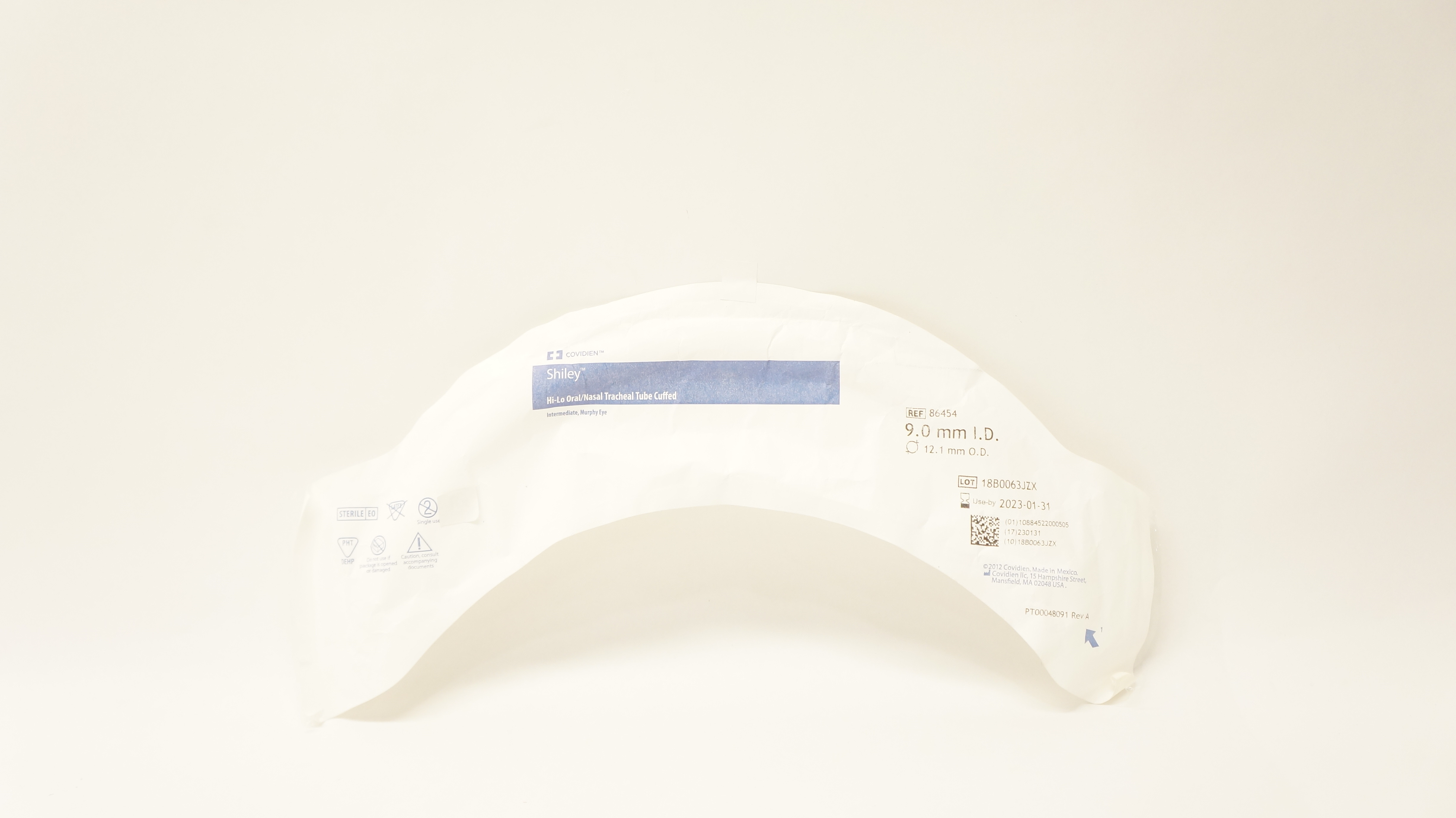 Covidien 86454 Shiley Hi-Lo Oral/Nasal Tracheal Tube Cuffed 9.0mm x 12.1mm (x)