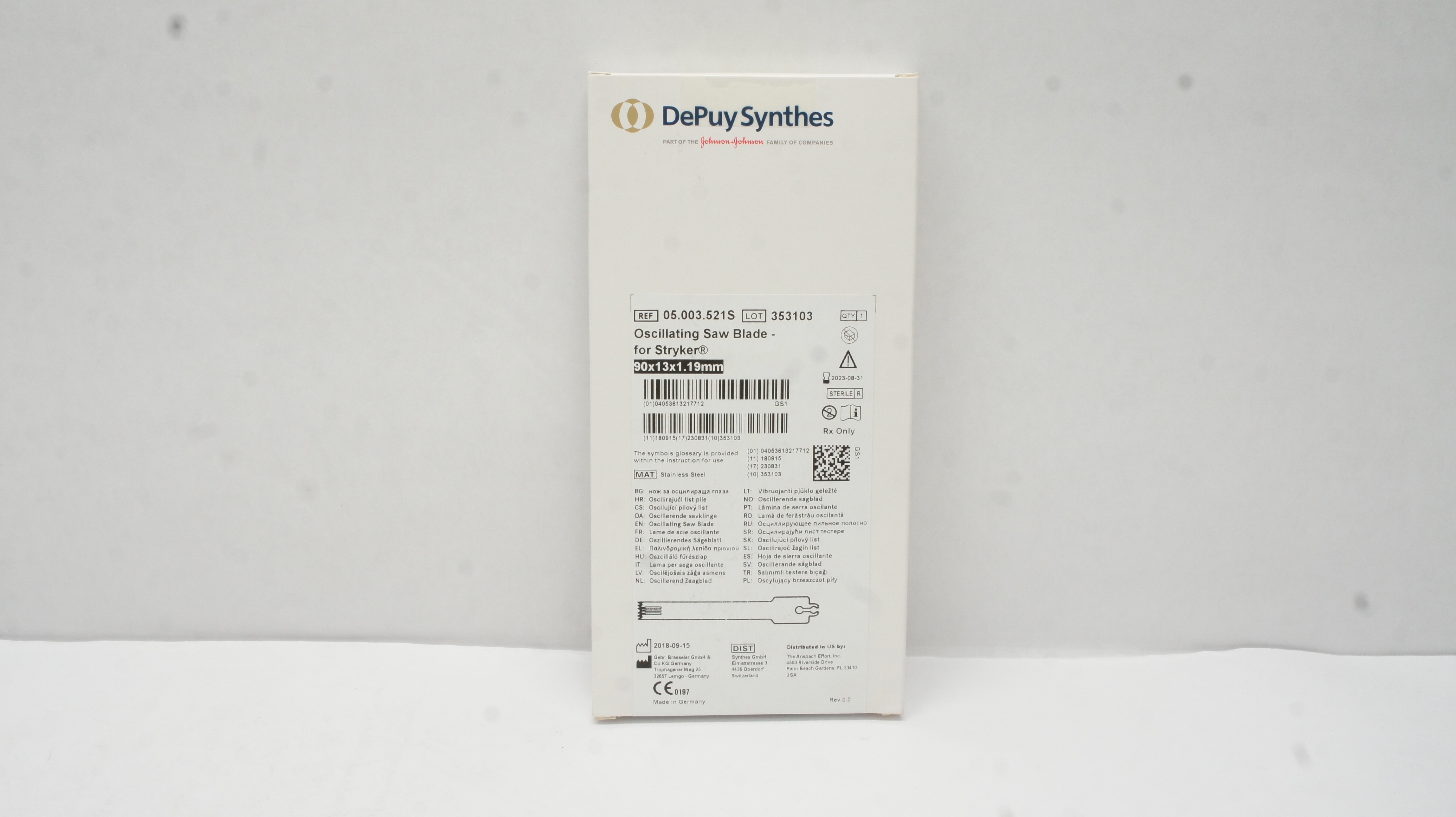 DePuy Synthes 05.003.521S Oscillating Saw Blade-for Stryker 90x13x1.19mm (x)