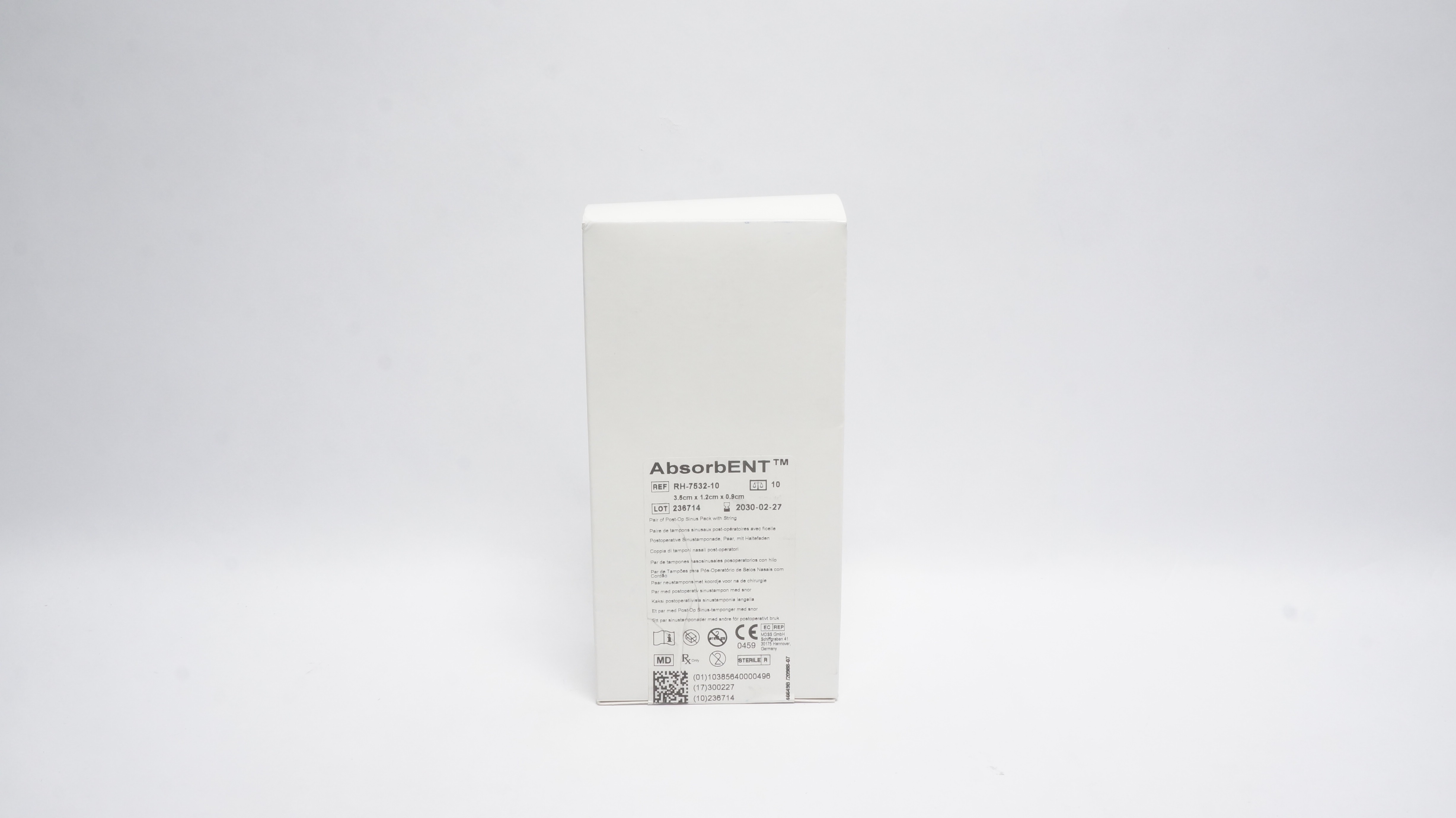 Summit Medical RH-7532-10 AbsorbENT Pair of Post-Op Sinus Pack W/String-Box of10