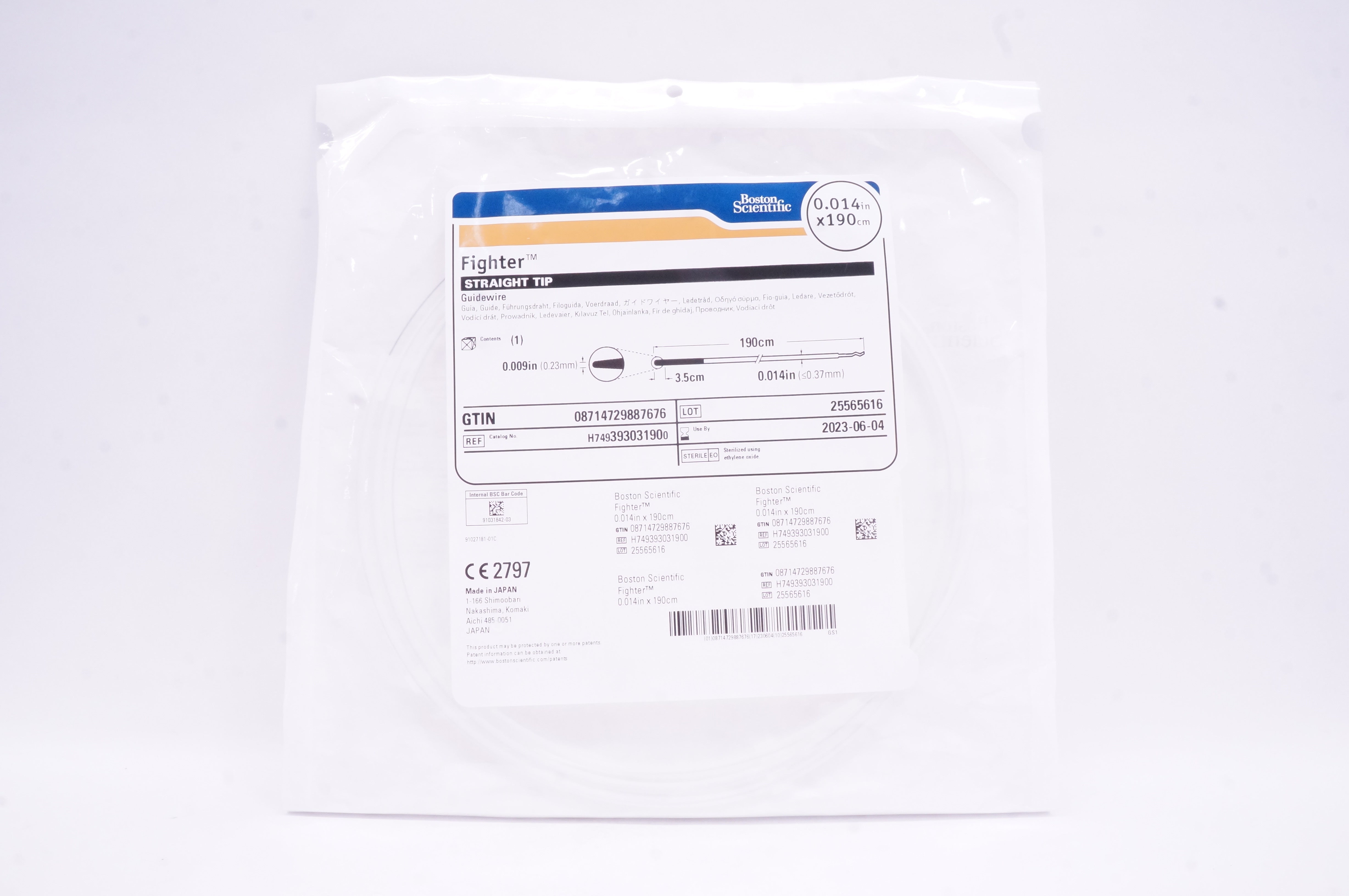 Boston Scientific 39303190 Figter Straight Tip Guidewire 0.014in x 190cm