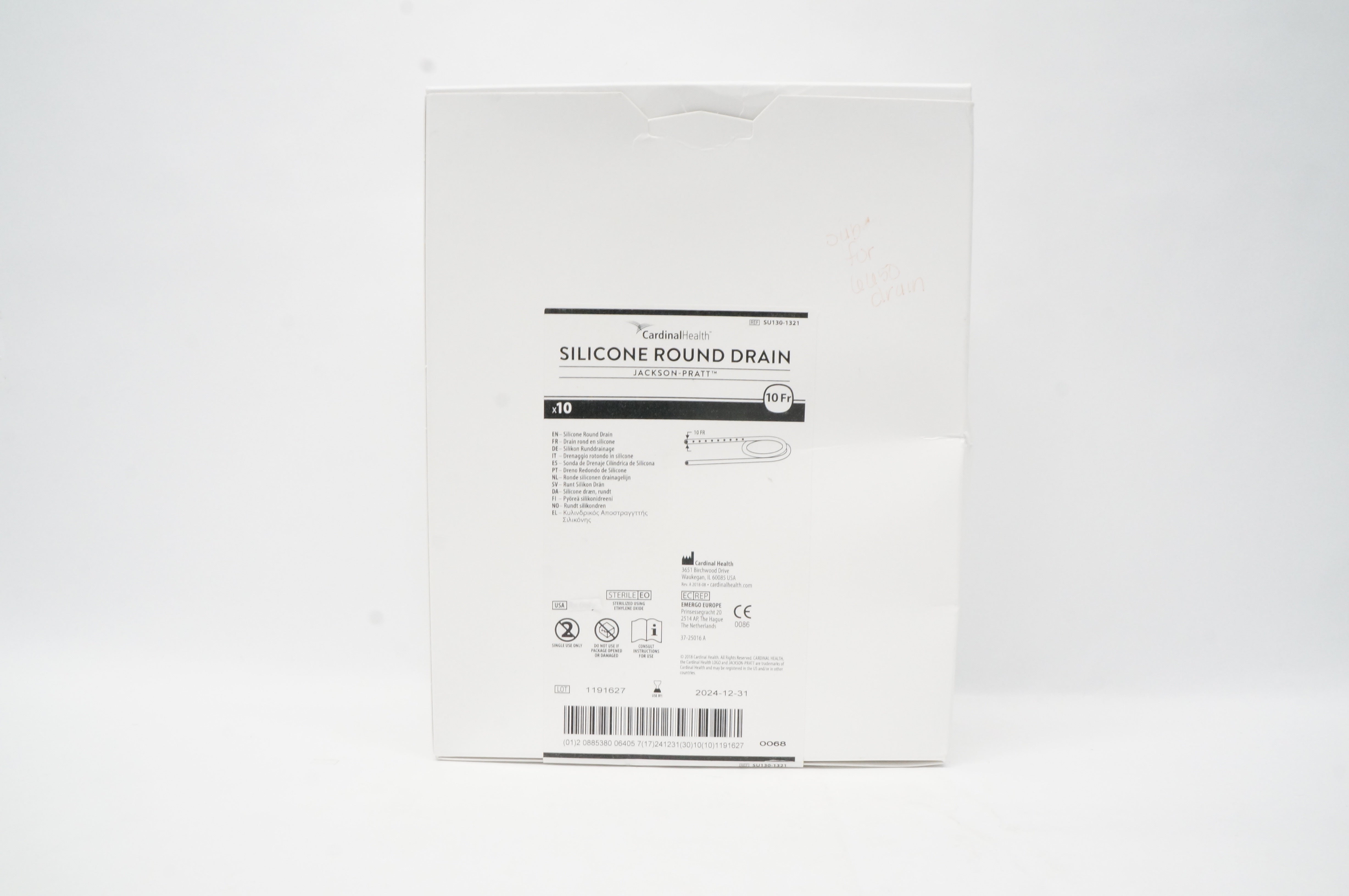 Cardinal Health SU130-1321 Jackson-Pratt Silicone Round Drain 10Fr - Box of 10