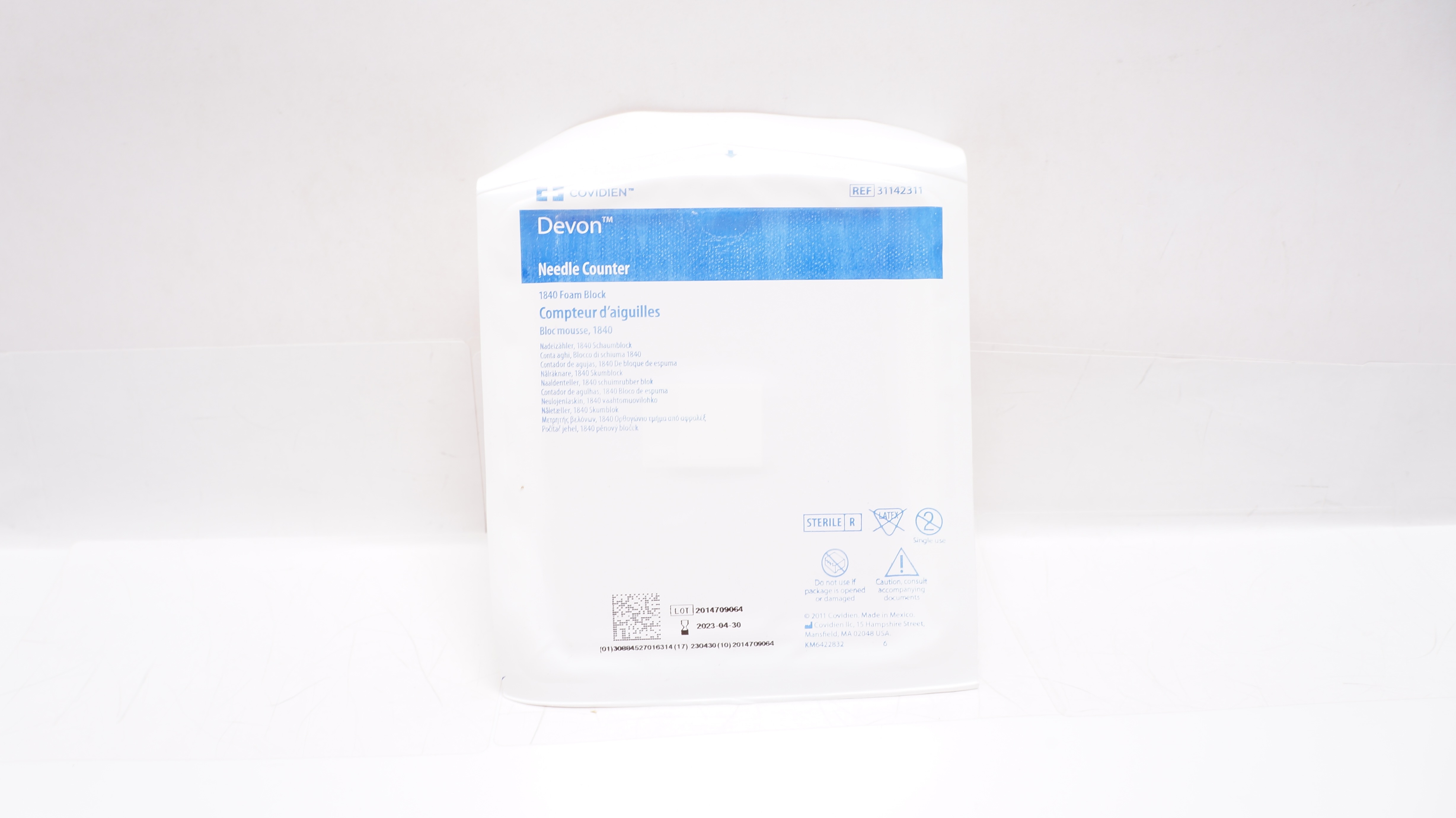Covidien 31142311 Devon Ndle Counter 1840 Foam Block (x)