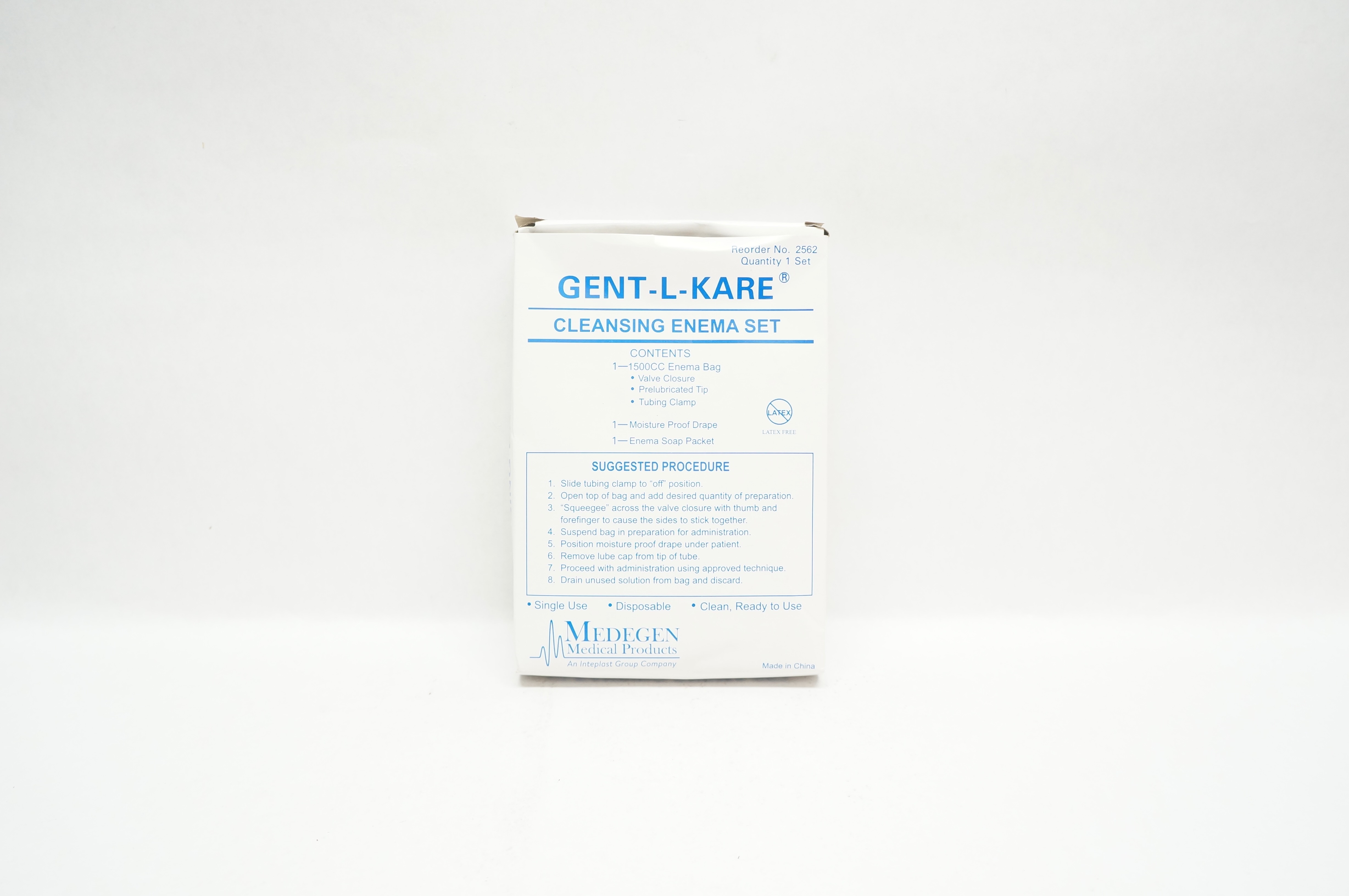 Medegen Medical 2562 Gent-L-Kare Cleansing Enema Set w/1500cc Enema Bag