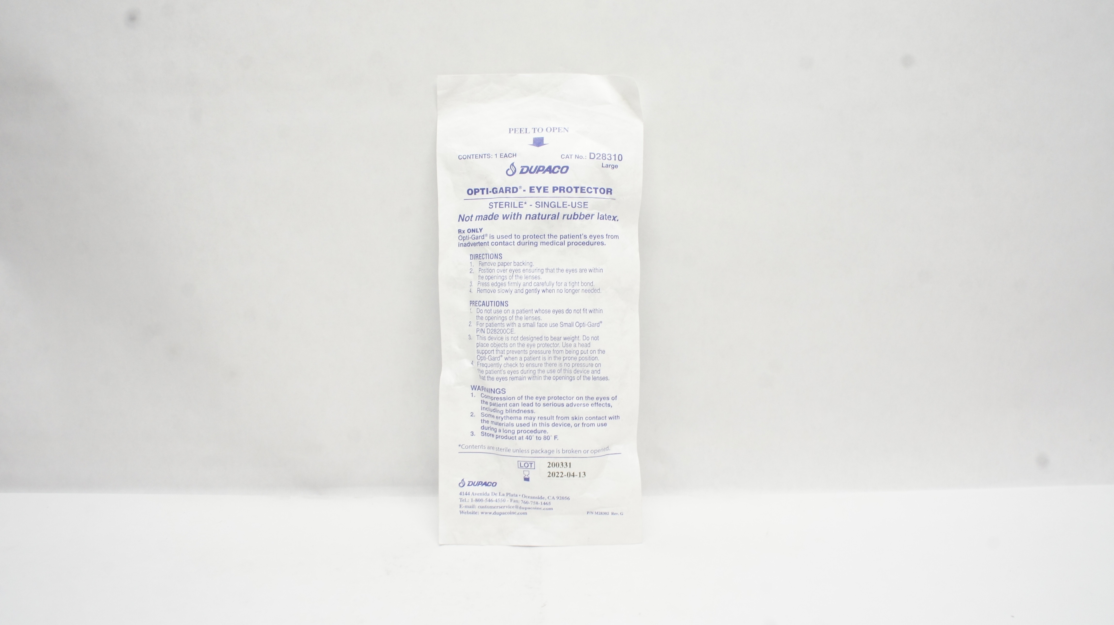 Dupaco D28310 Opti-Gard Eye Protector Large (x)